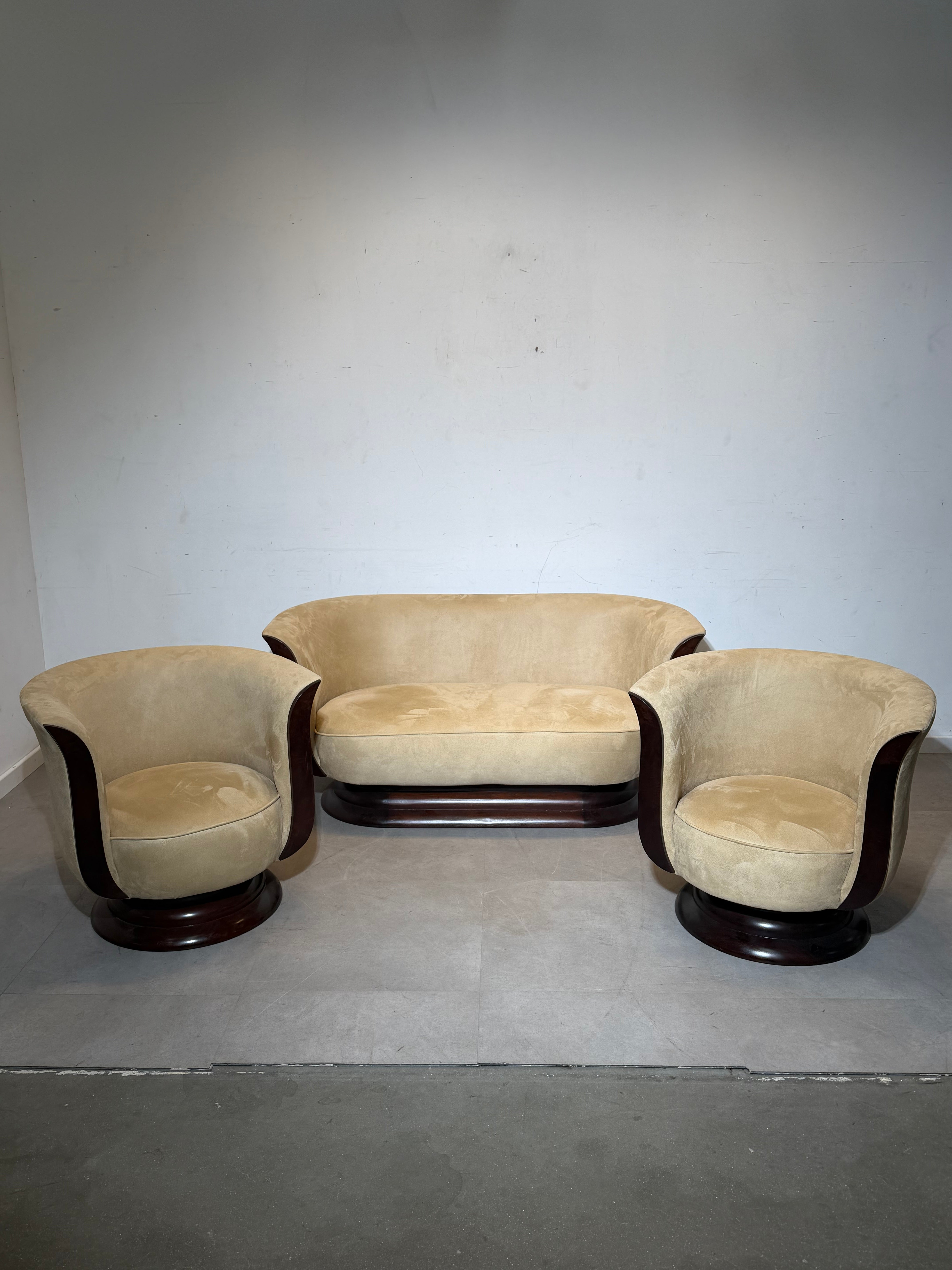 Art Deco Tulip Sofa Set – 2 Club Chairs & Two-Seater – Hotel Le Malandre