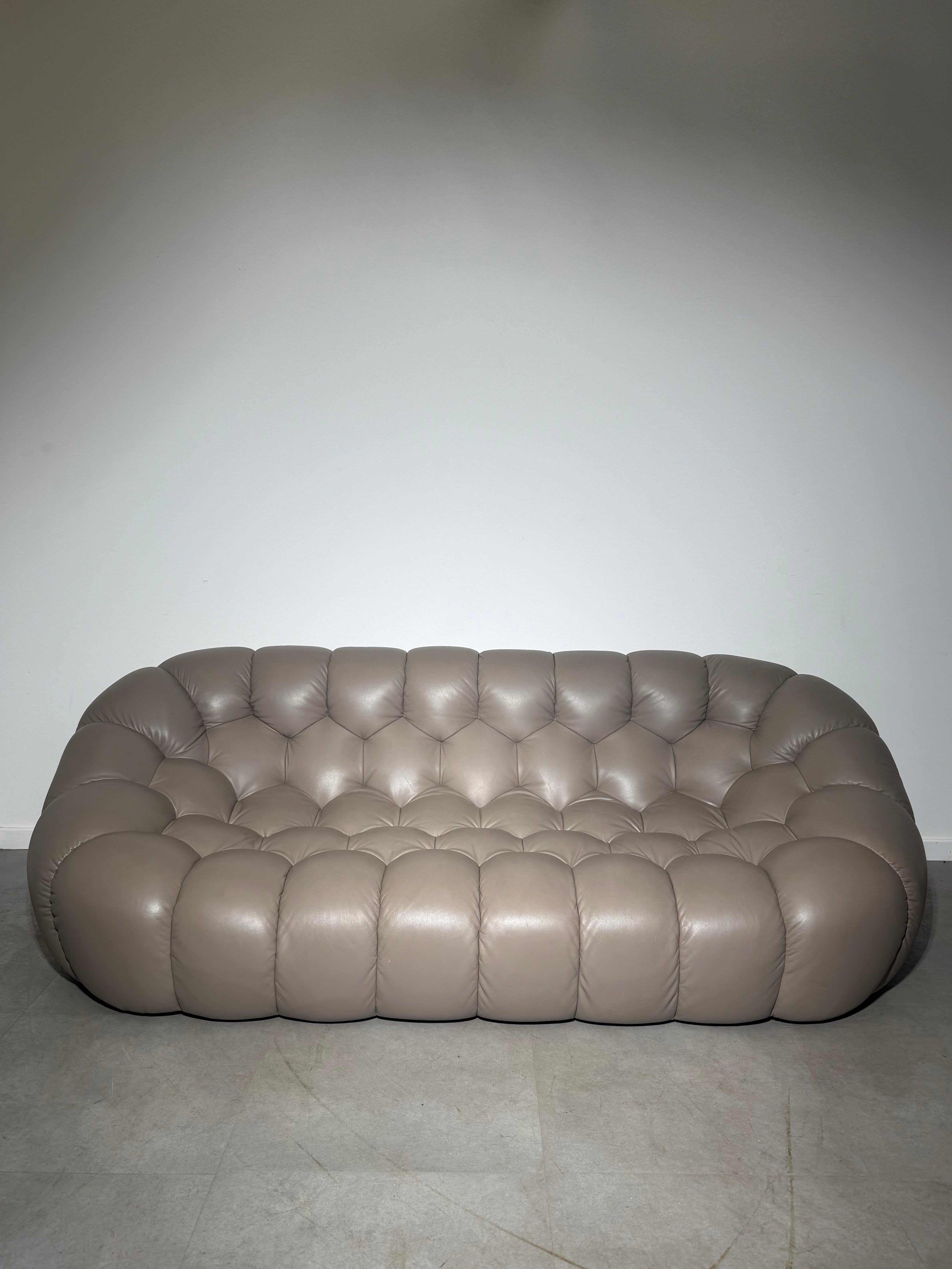 Roche Bobois Bubble Sofa – Limited Edition Taupe Leather by Sacha Lakic