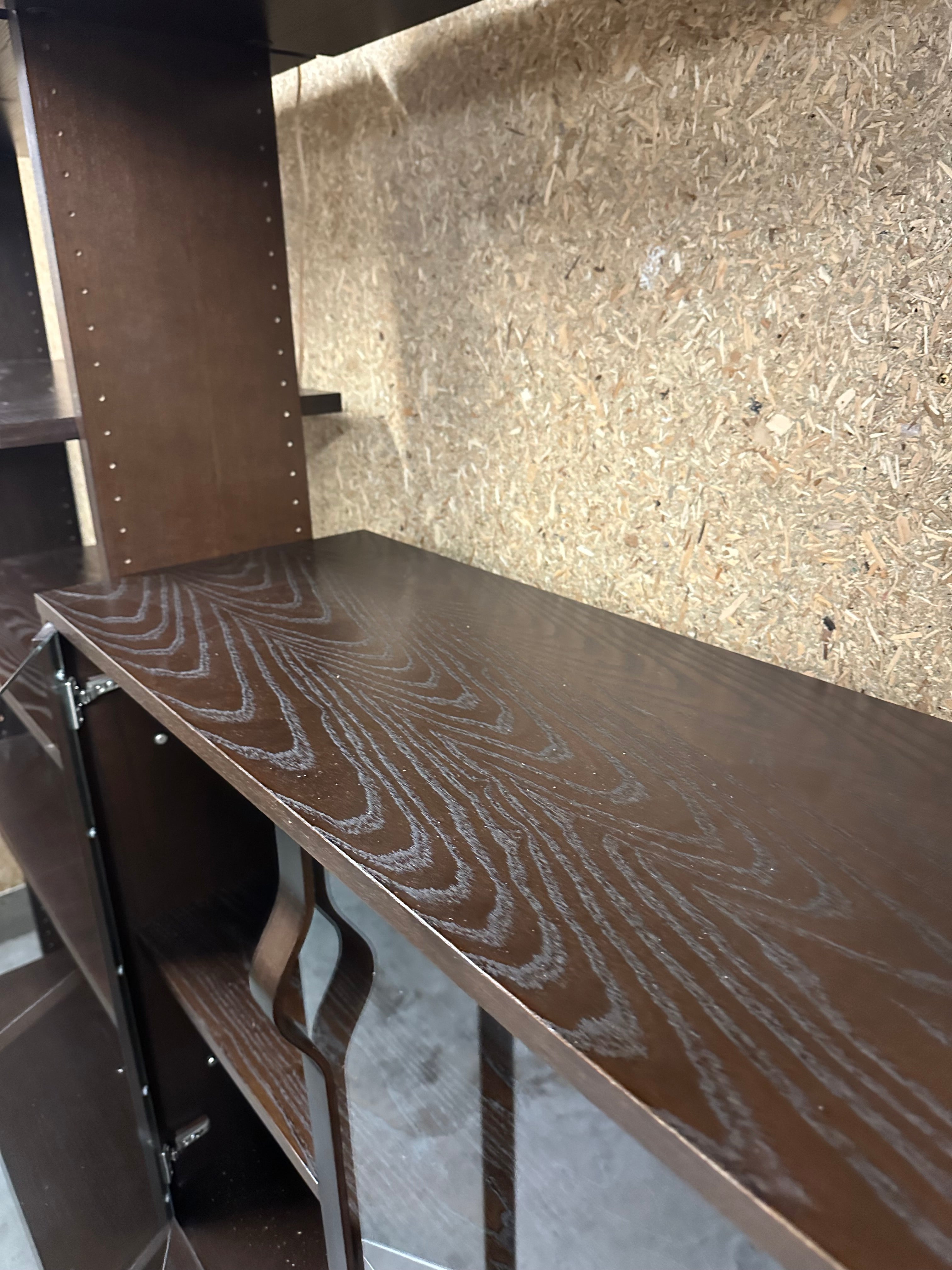 Large modular wall unit with glass cabinet