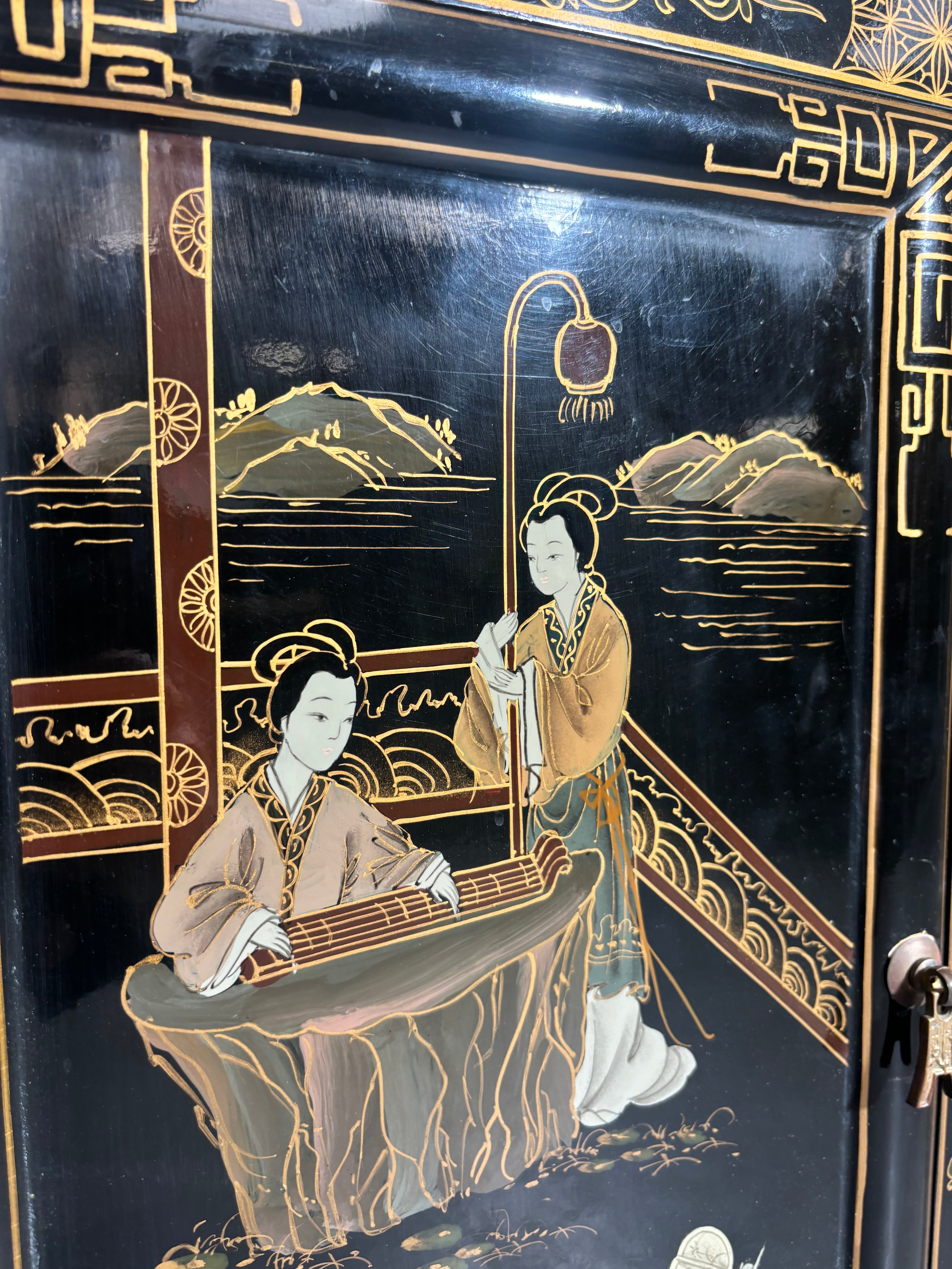 Oriental handpainted cabinet