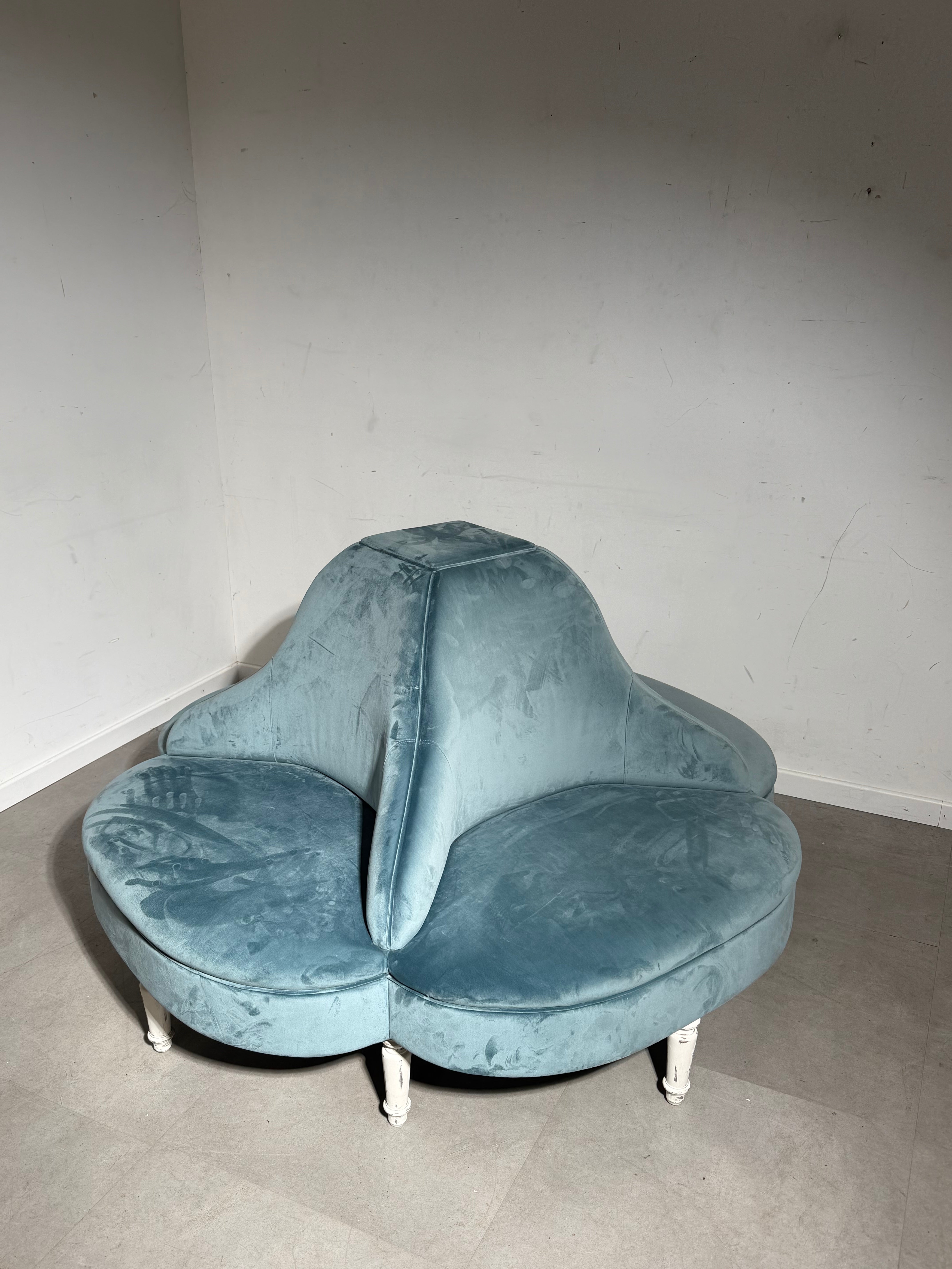 “Conversation” Sofa in Blue Velvet