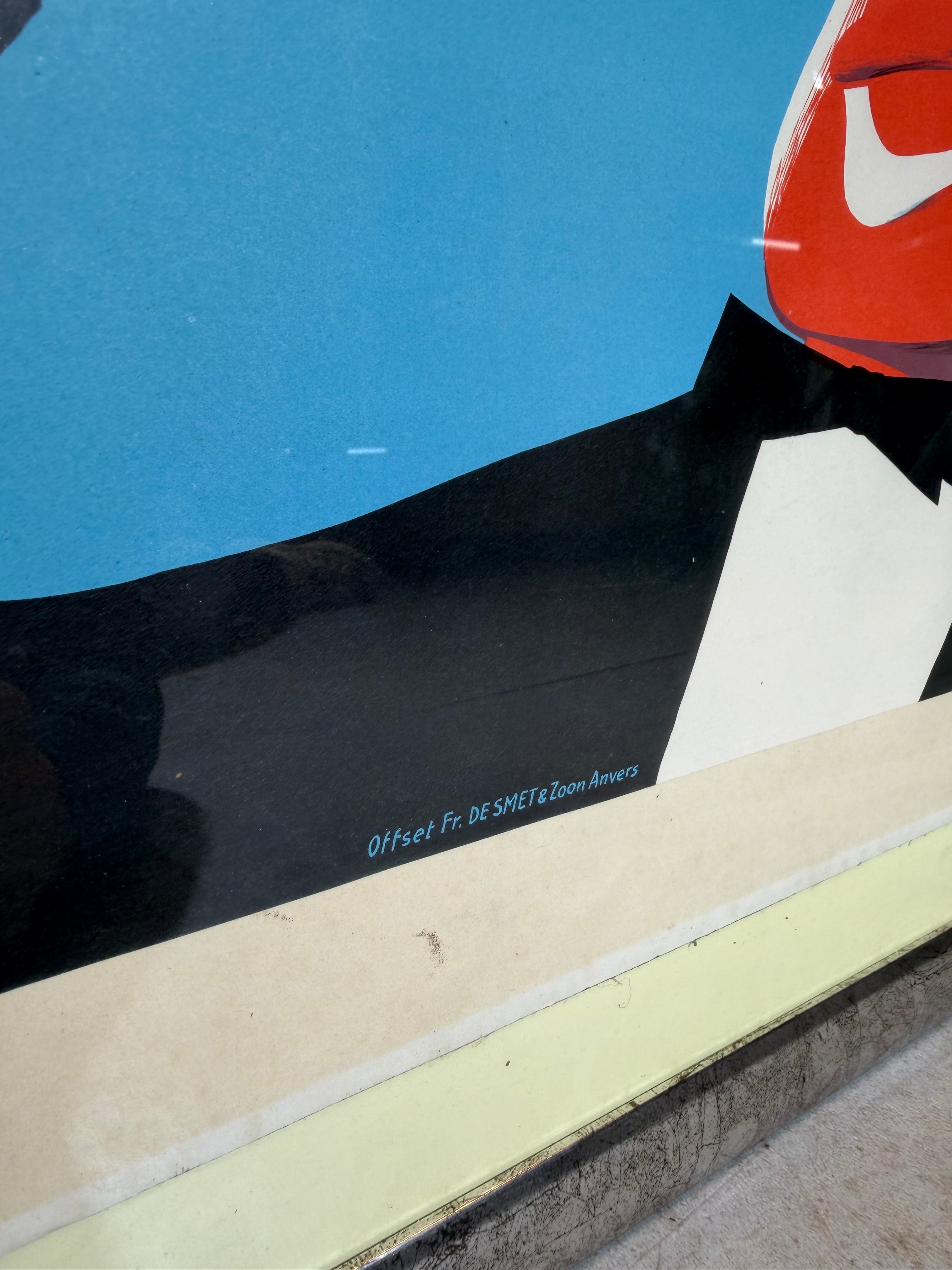 Affiche originale de l'Expo 58 « Service et Sourire » de M. Leclercq (1958)