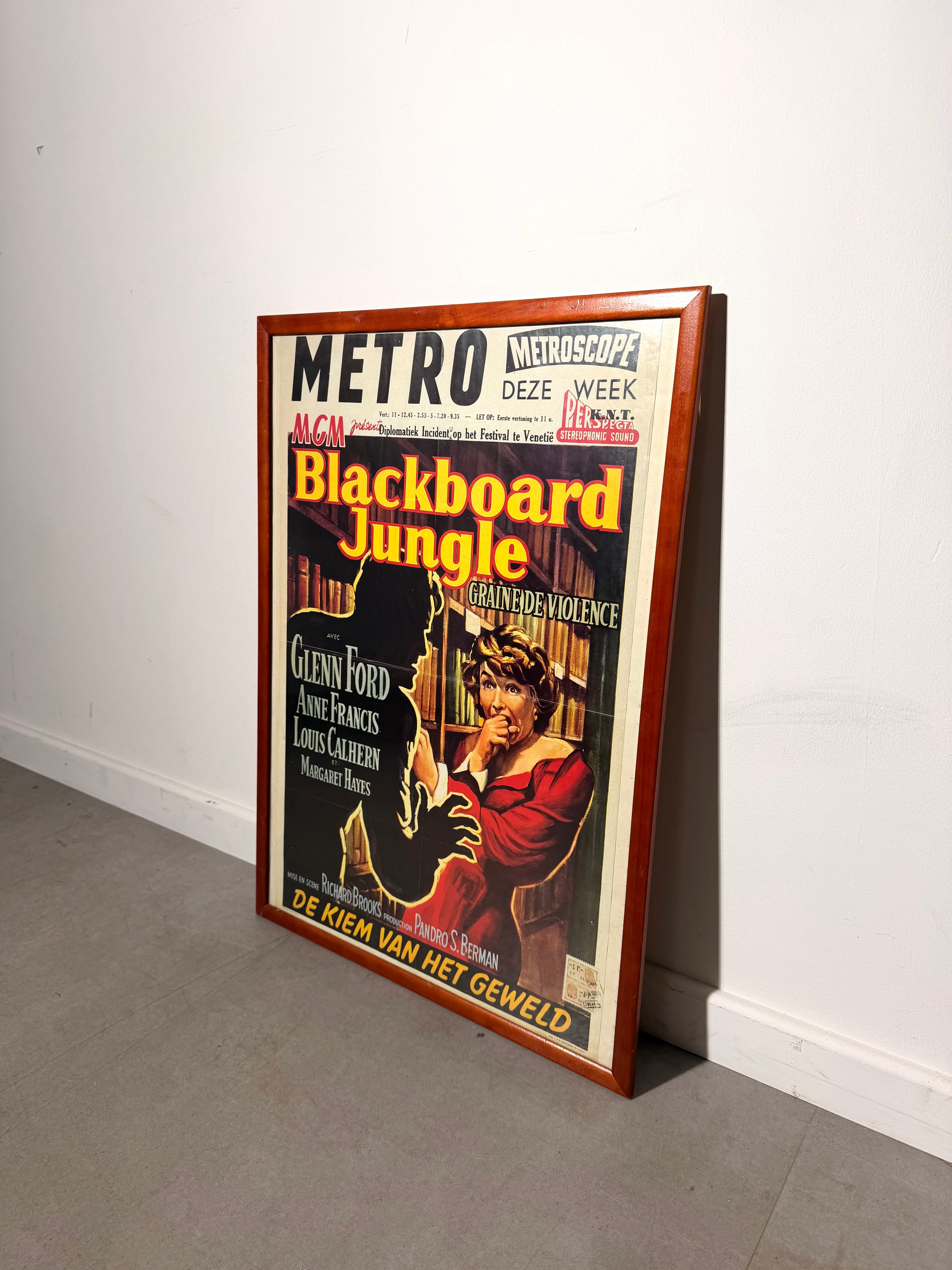 Original 1950s Blackboard Jungle Movie Poster – Glenn Ford – Belgian Cinema Poster