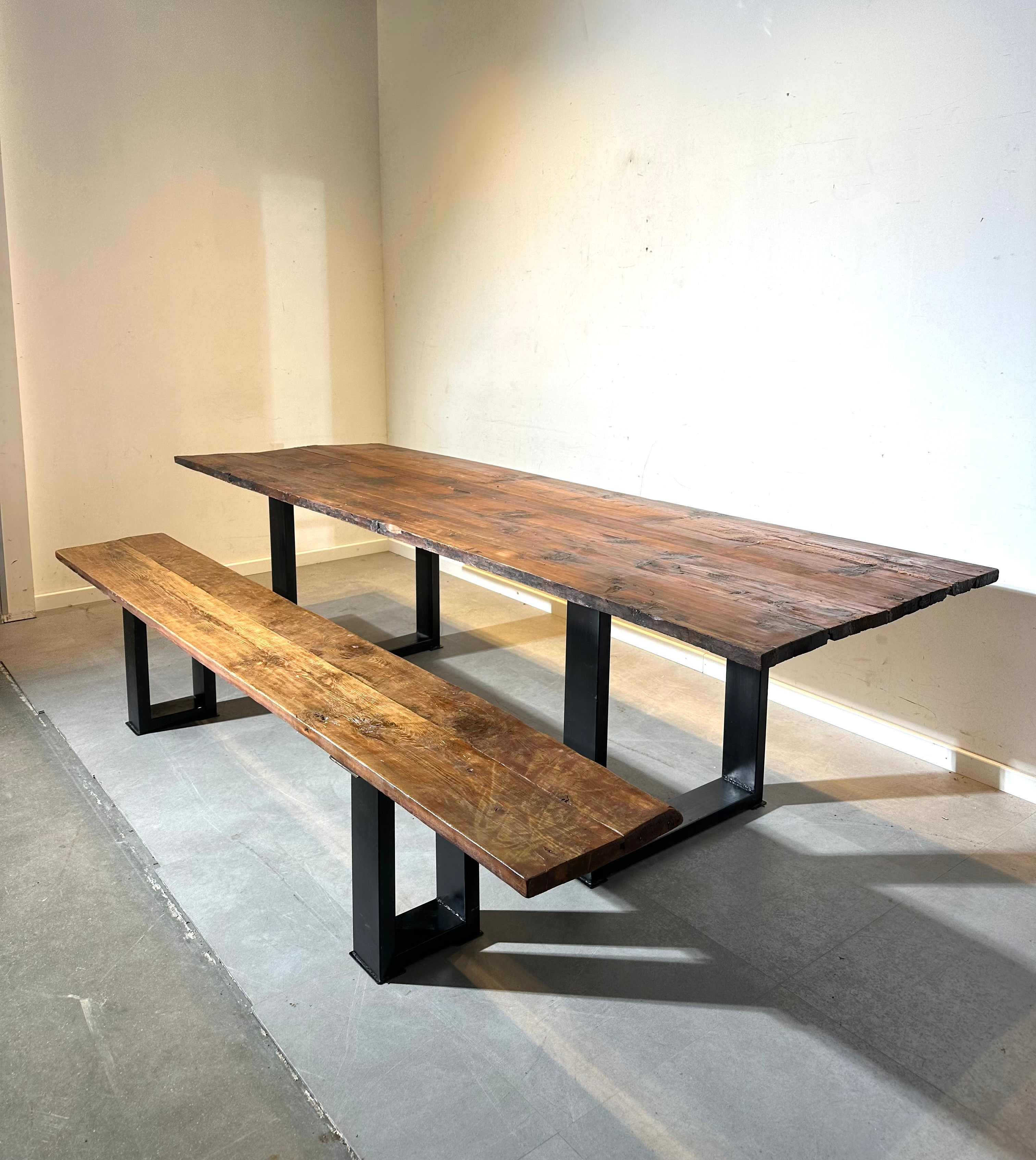 Large Rustic Lariks Wood Dining Table