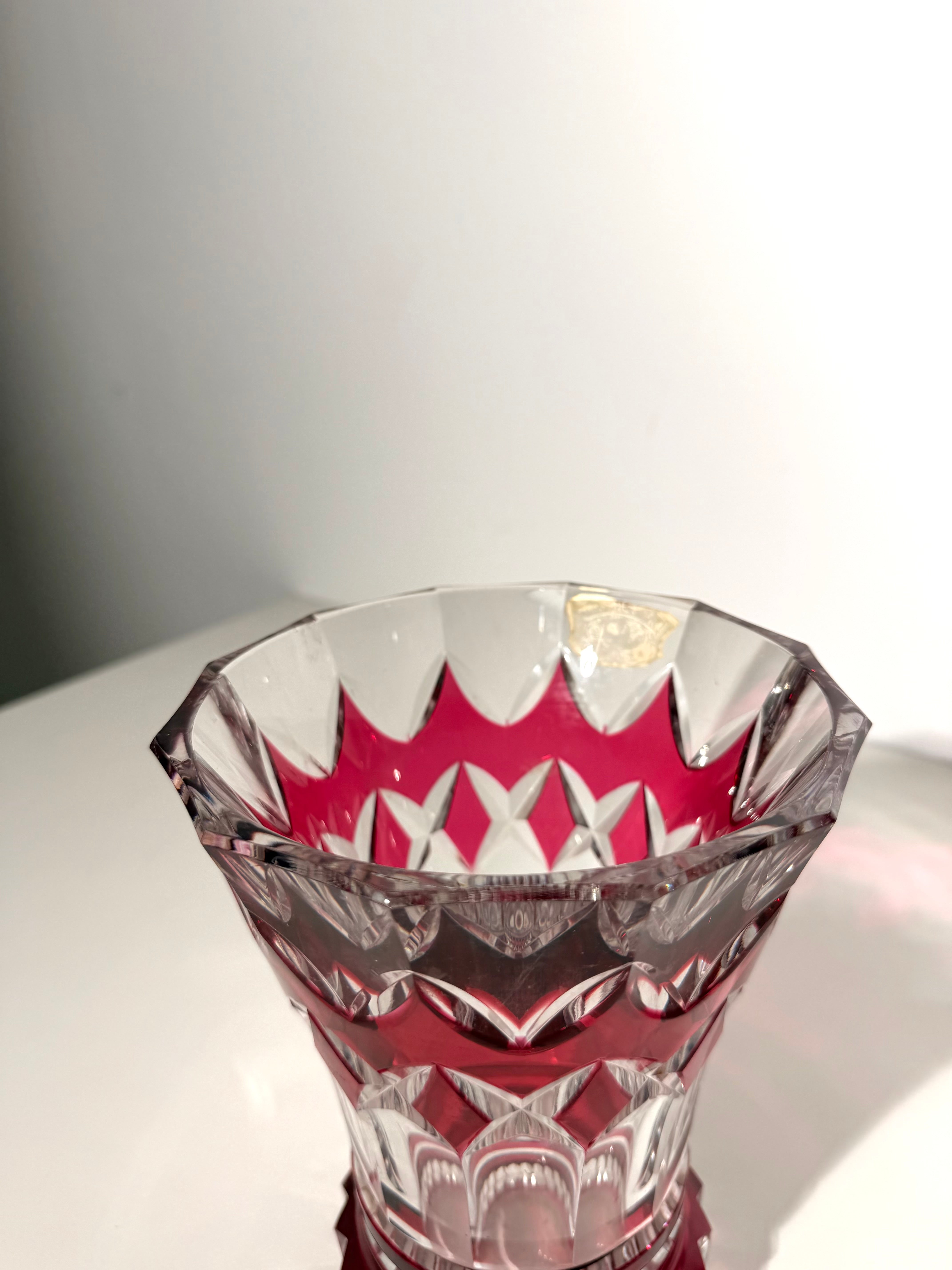 Val Saint Lambert Cut Crystal Vase – Ruby Red