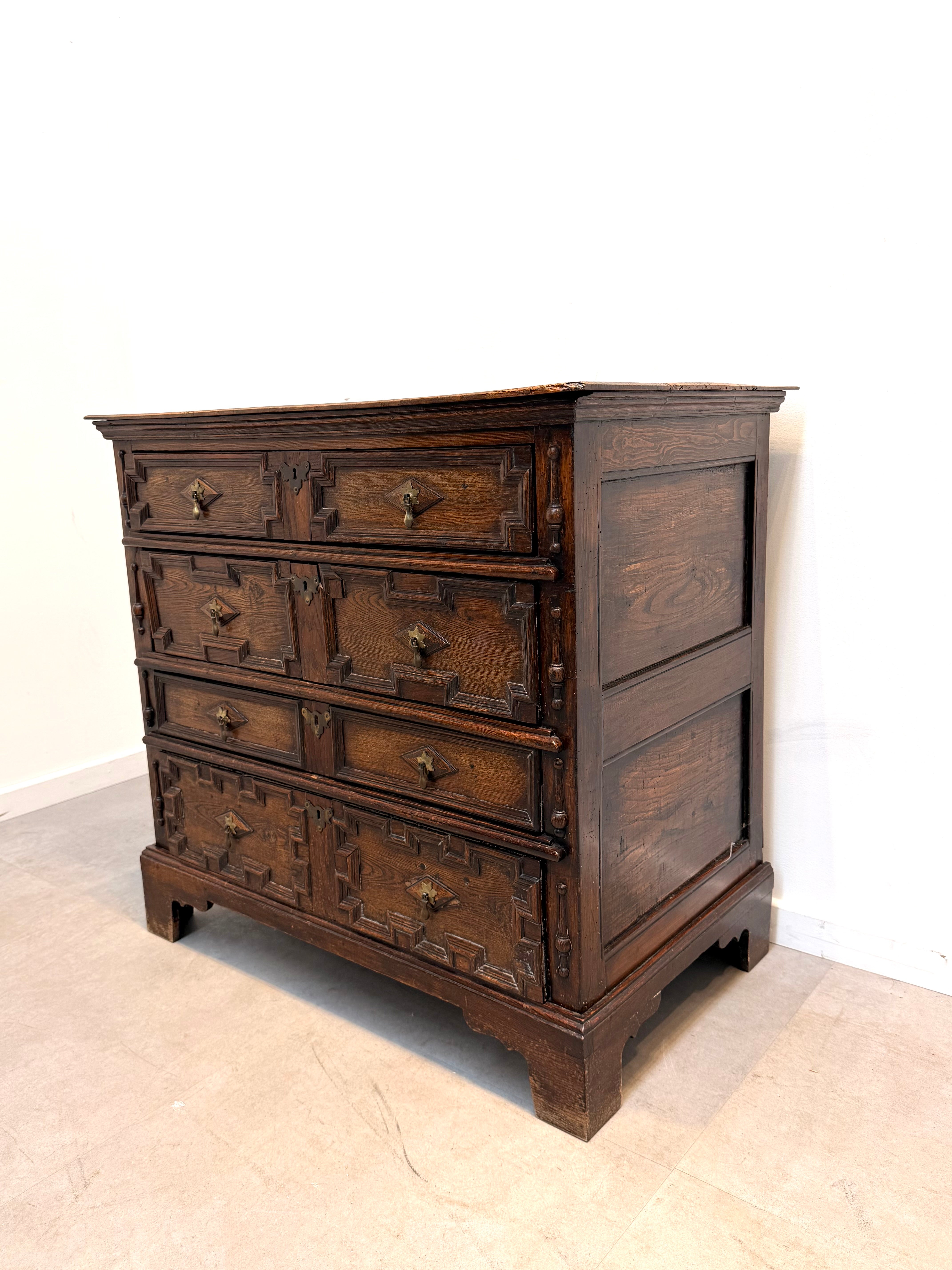 Antique Carved Oak Chest of Drawers