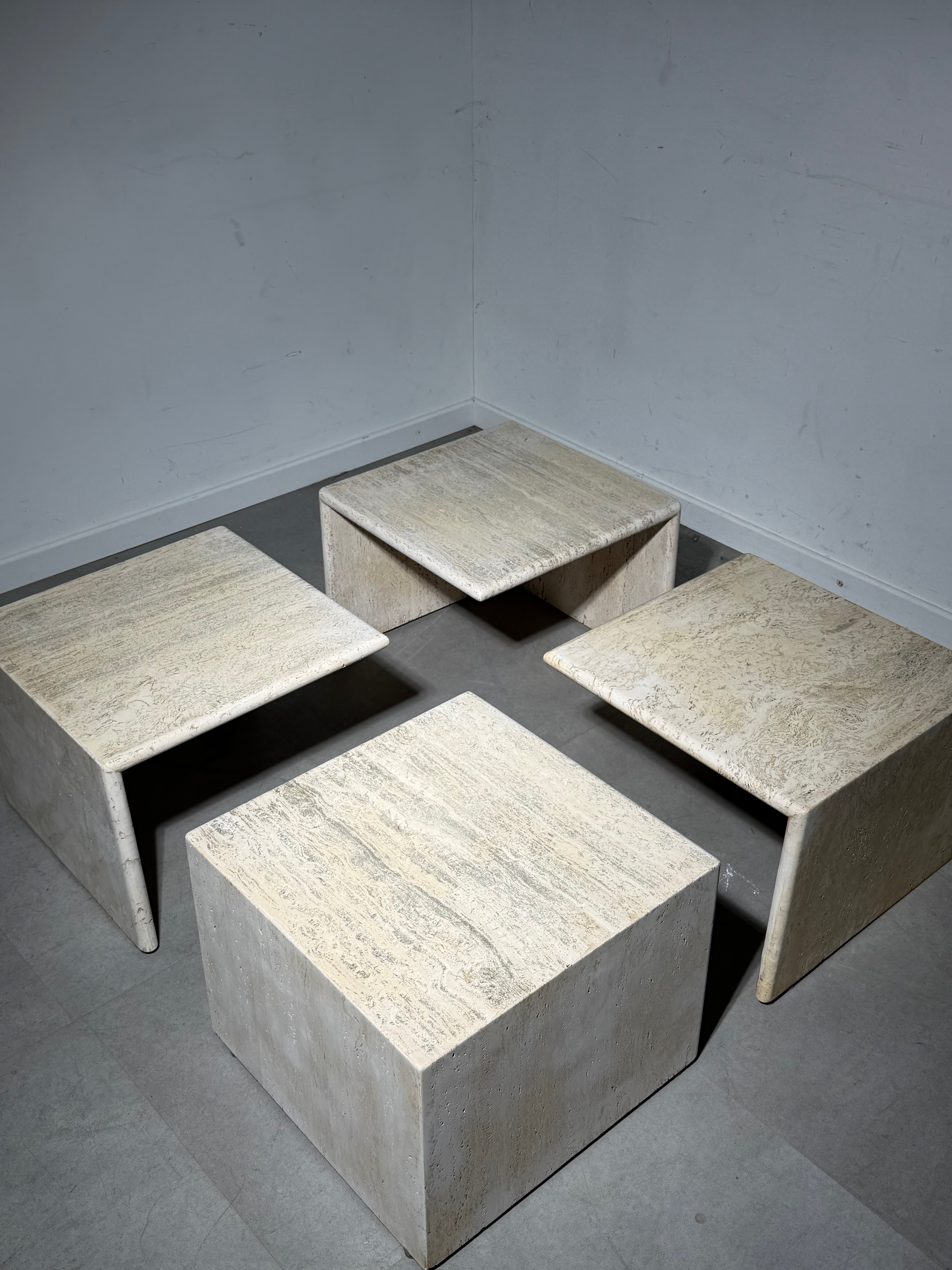 Modular Travertine Coffee Table – Set of 4
