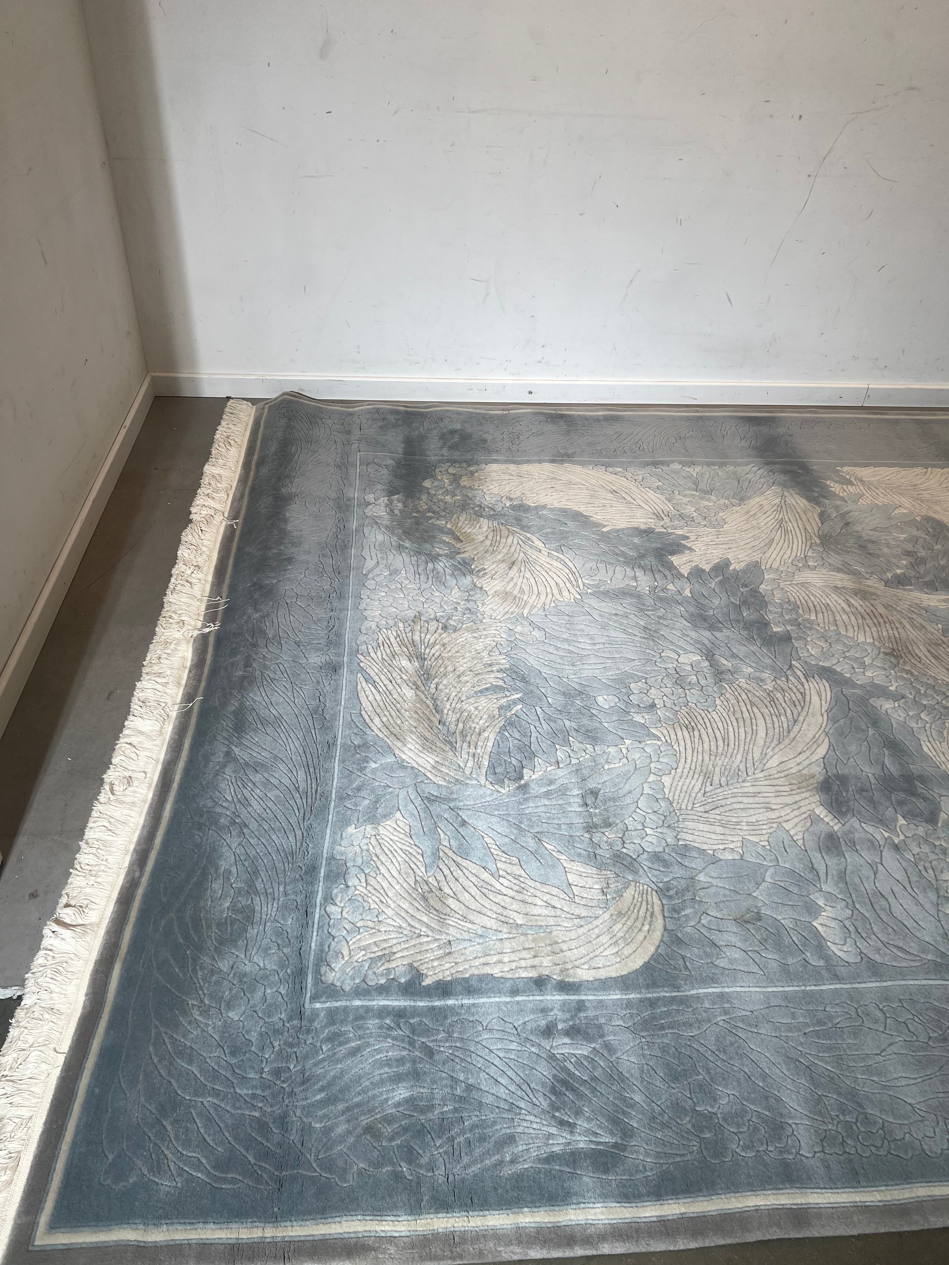 Large Handmade Edition 450 Fine Art Rug in Blue and Ivory