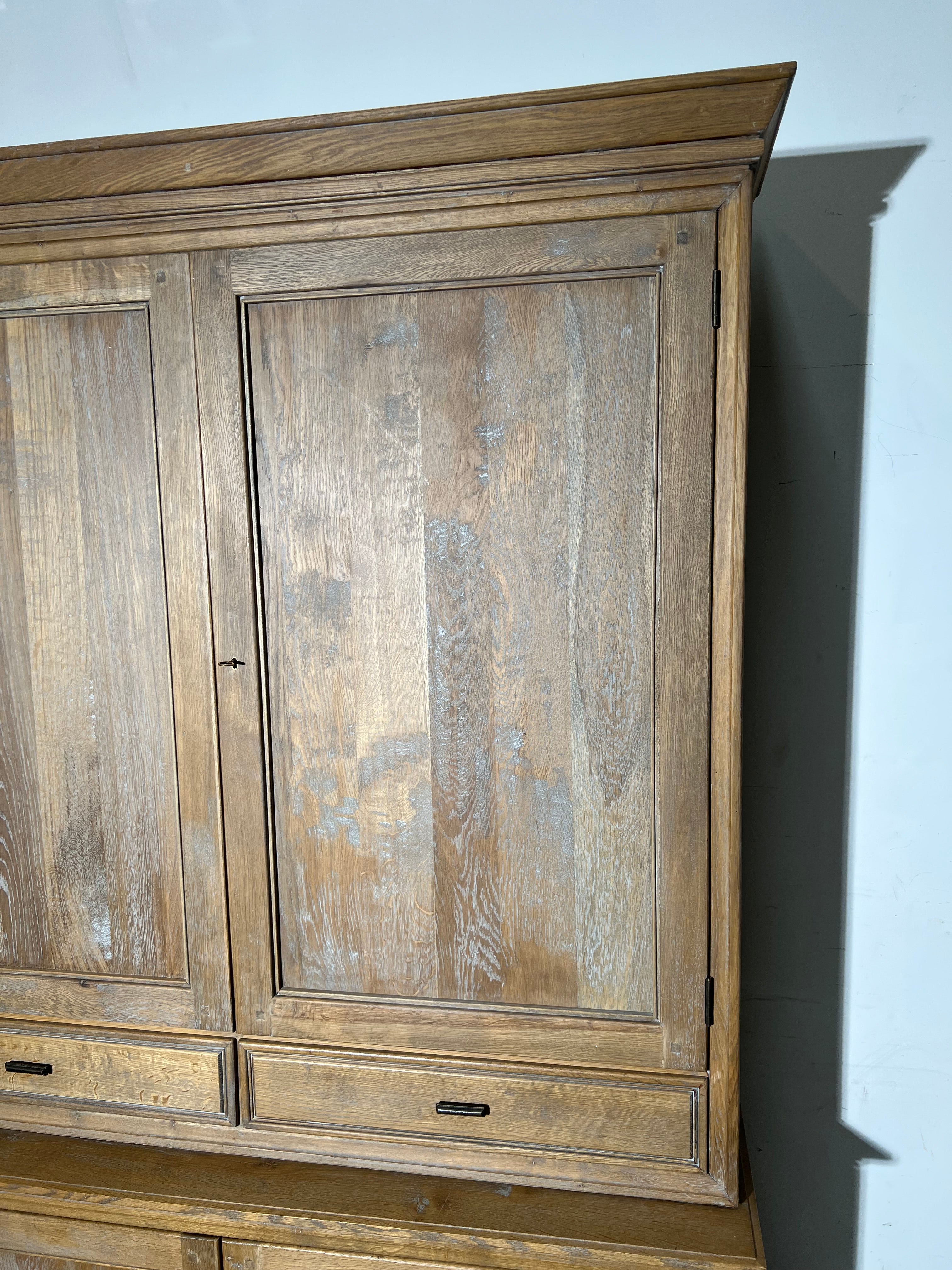 Large Rustic Oak Two-Part Cabinet