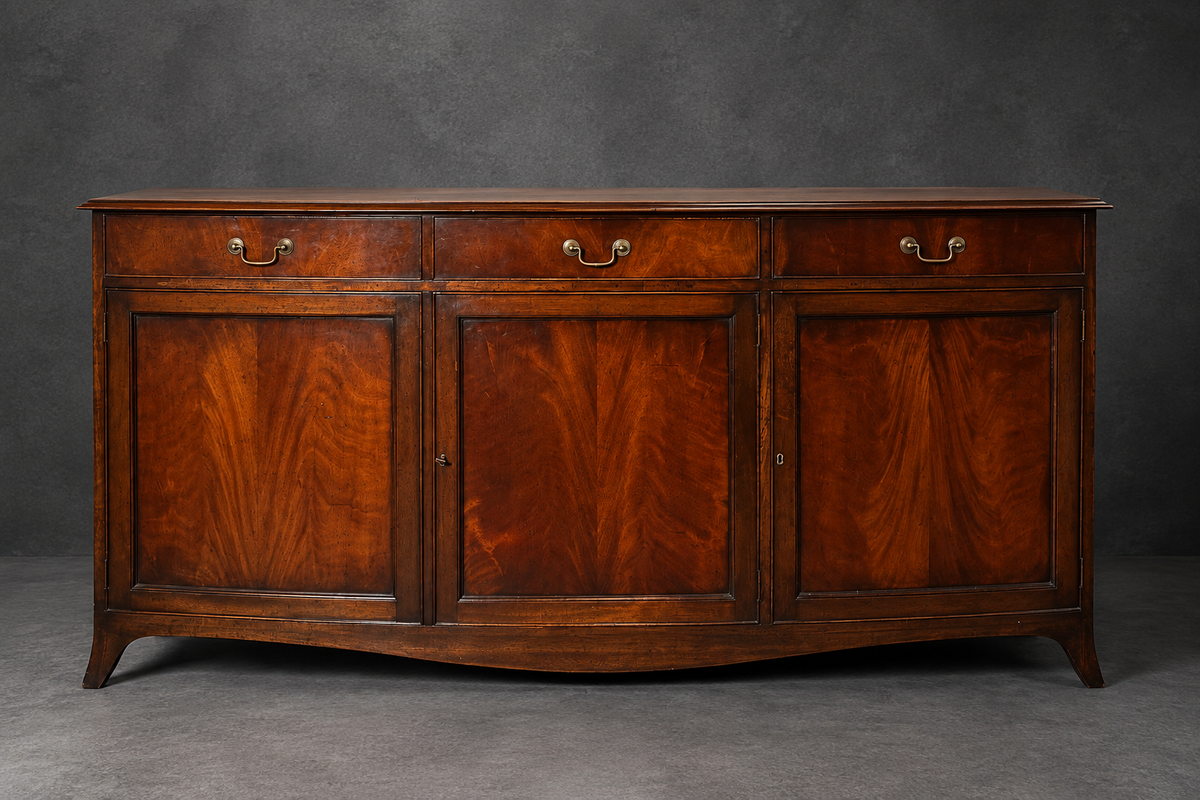 Large Antique Mahogany Bow-Front Sideboard