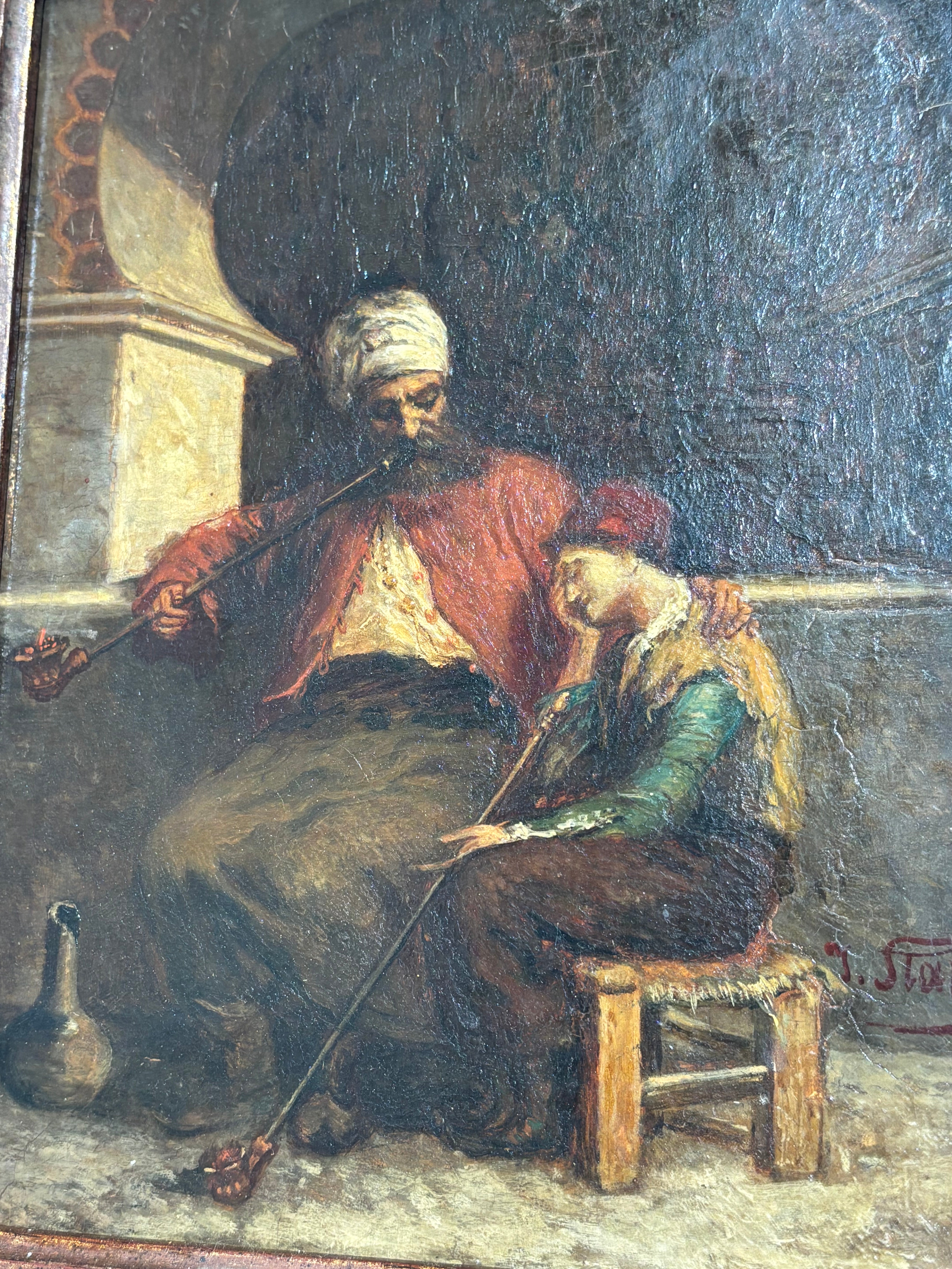 Huile ancienne sur panneau de Julius Joseph Gaspar Starck (1814–1884)