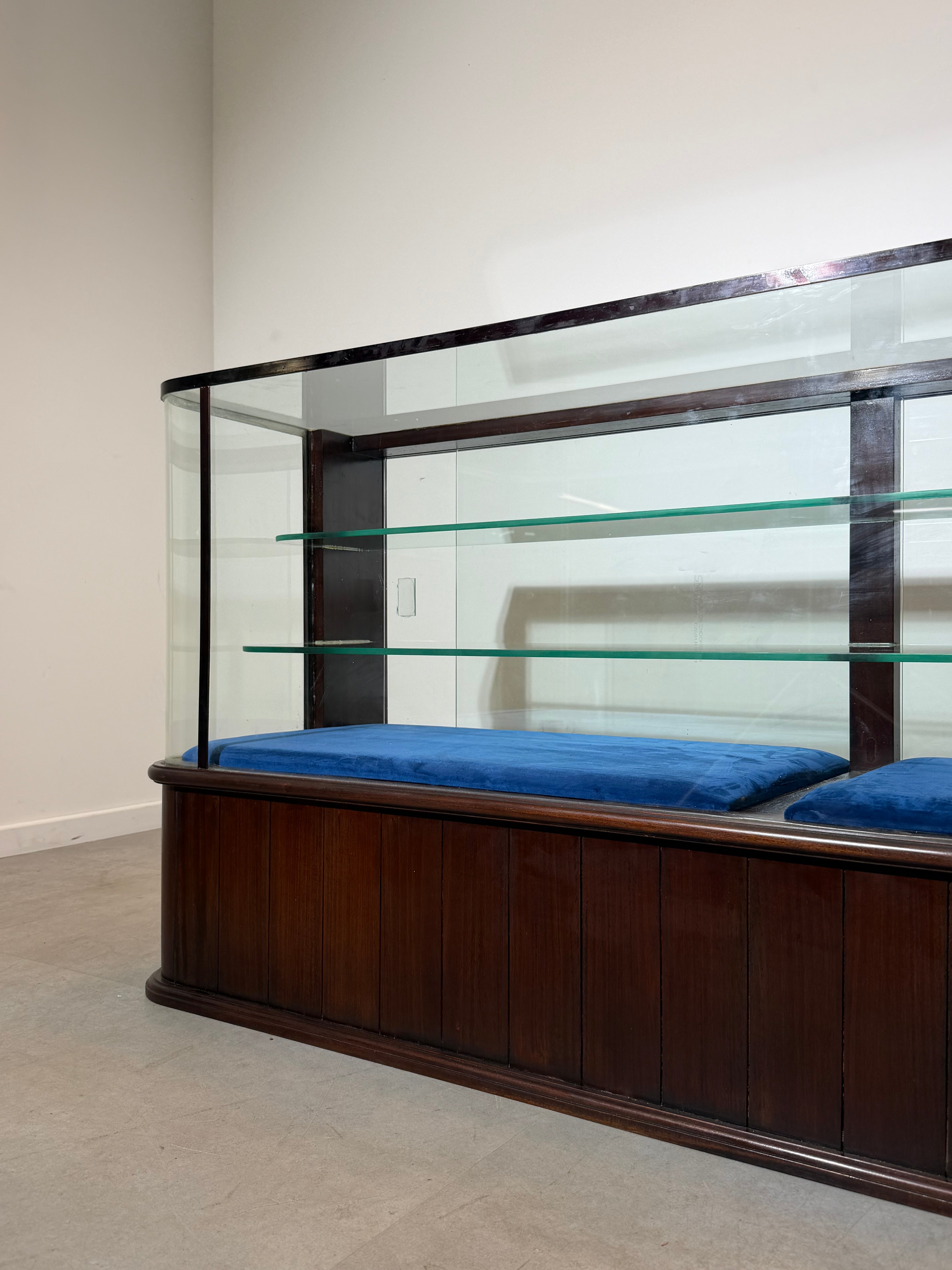 Mahogany Shop Display Cabinet with Sliding Glass Doors