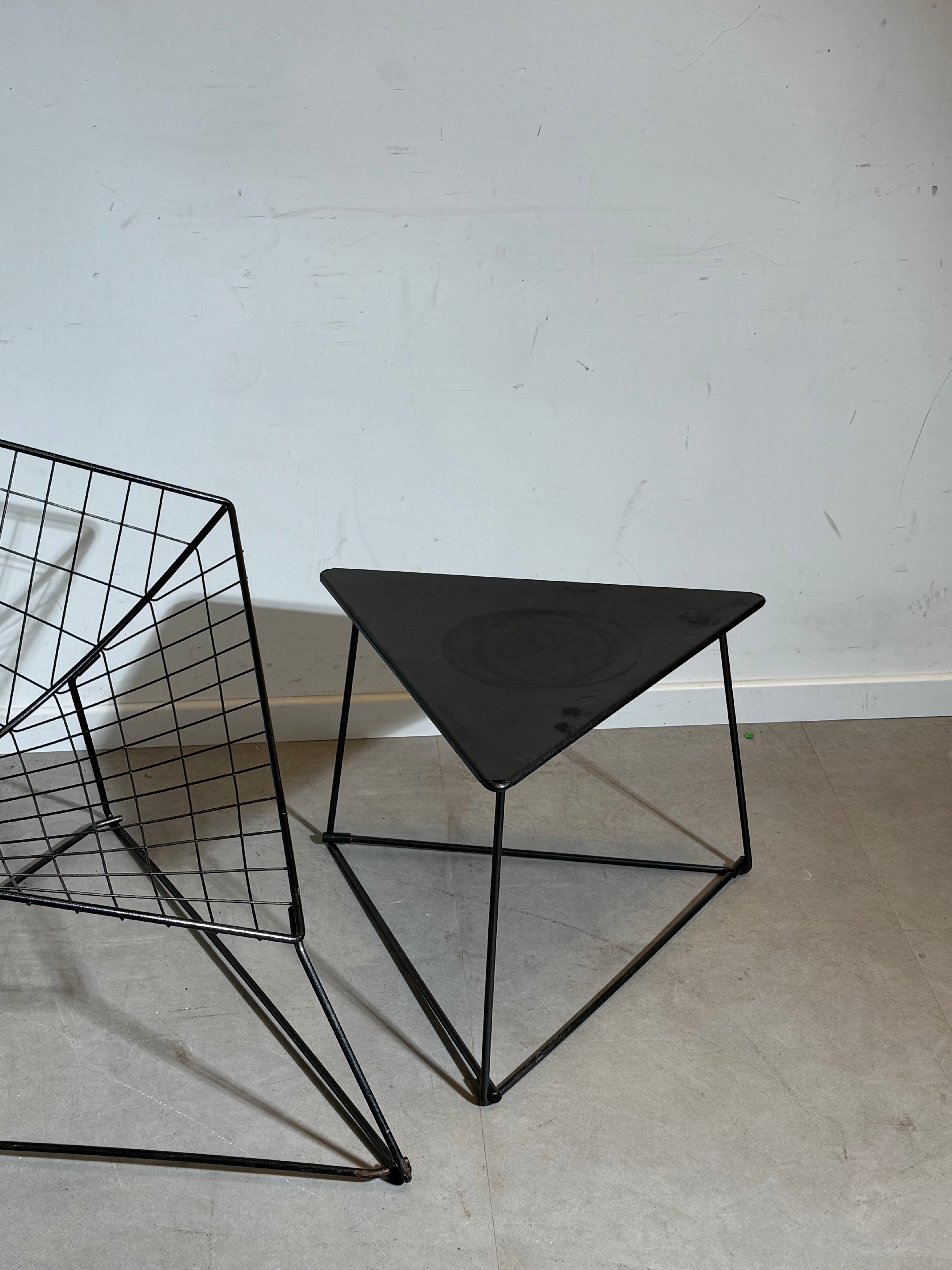 IKEA Oti Lounge Chair and Side Table – Niels Gammelgaard – Black Metal – 1980s