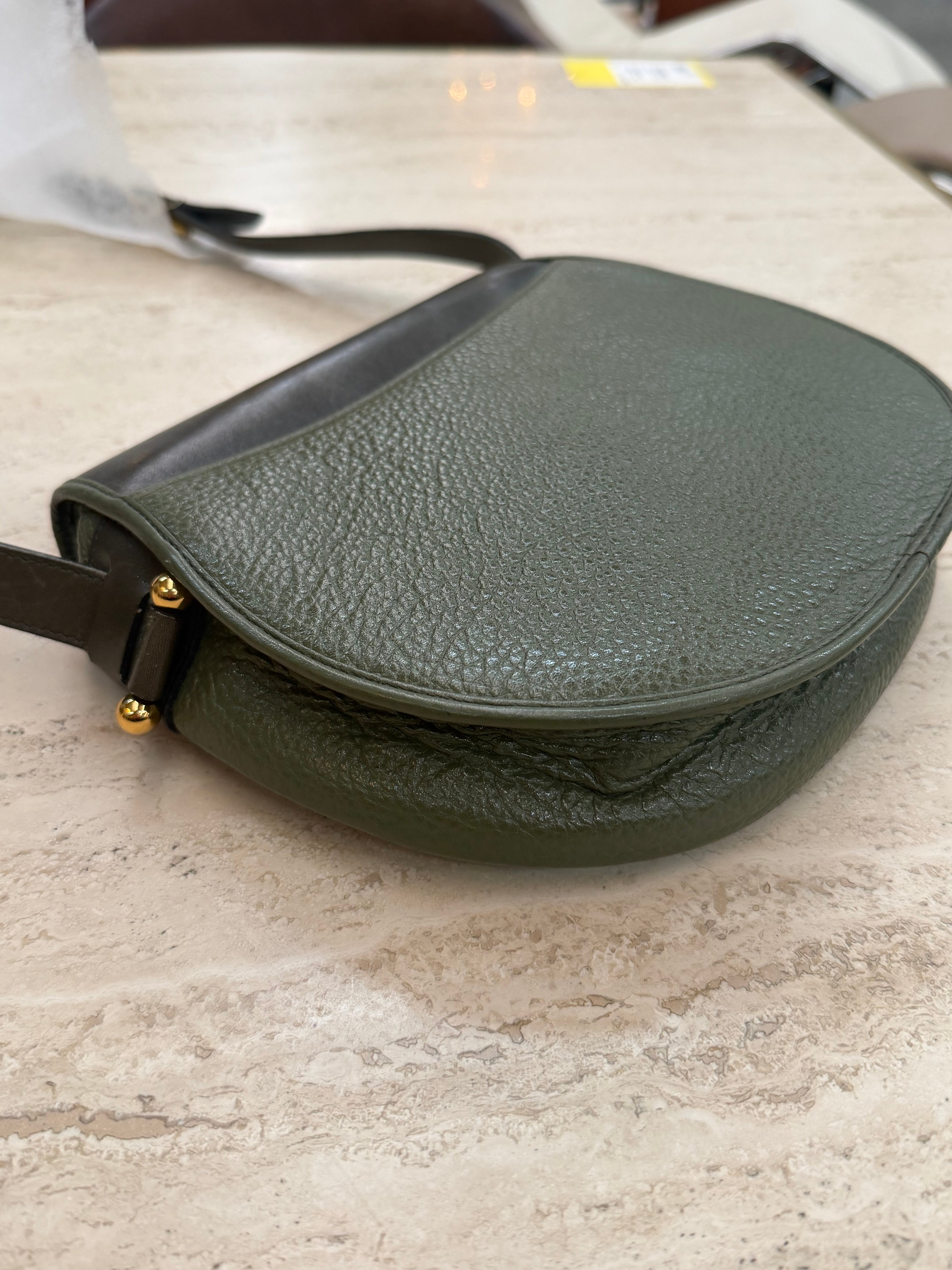 Christian Dior Bicolour Leather Saddle Crossbody Bag – Green & Black