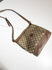 Vintage Gucci GG Canvas Crossbody Bag – Brown Leather Trim