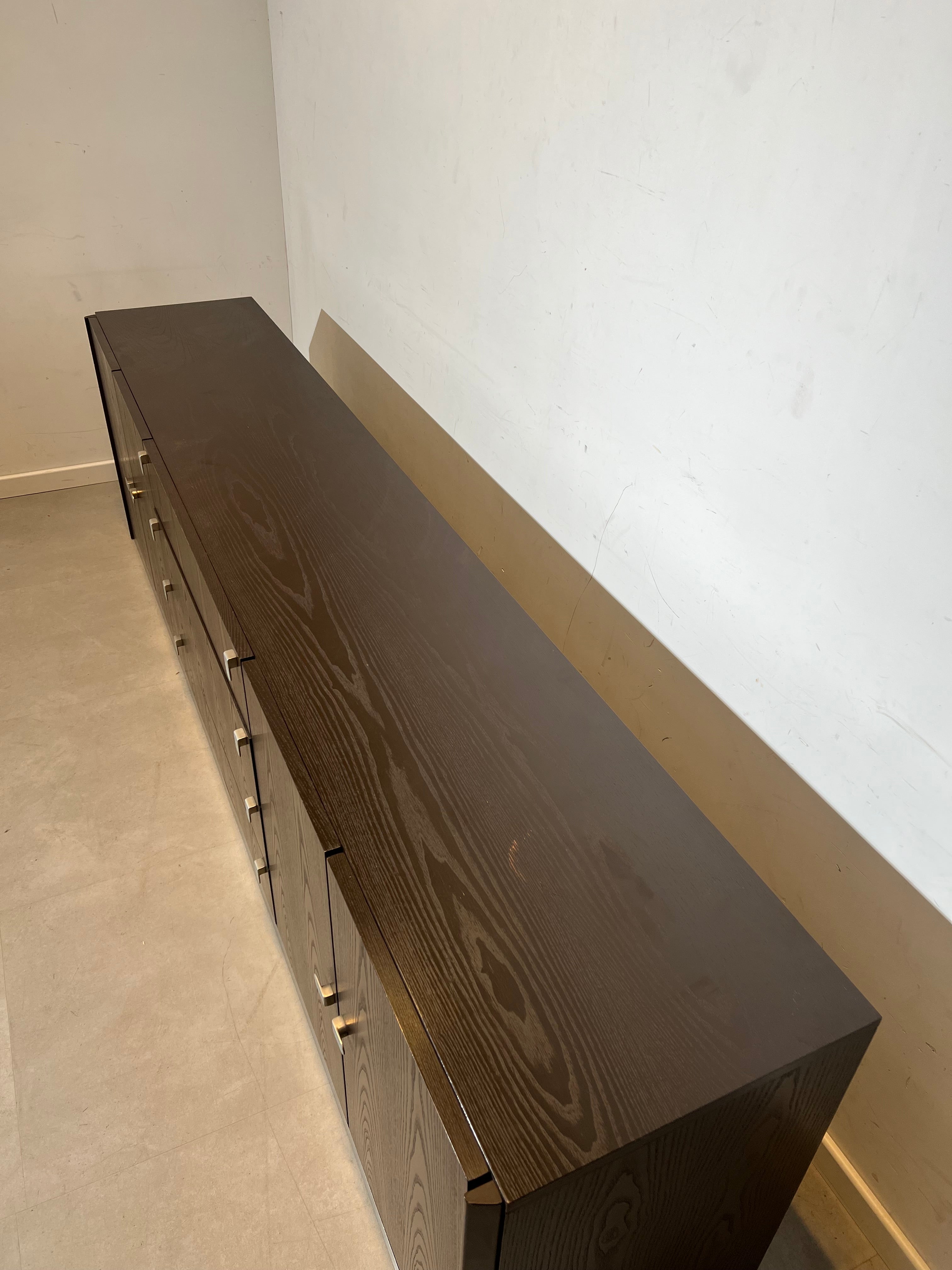 Large dark oak modernist sideboard
