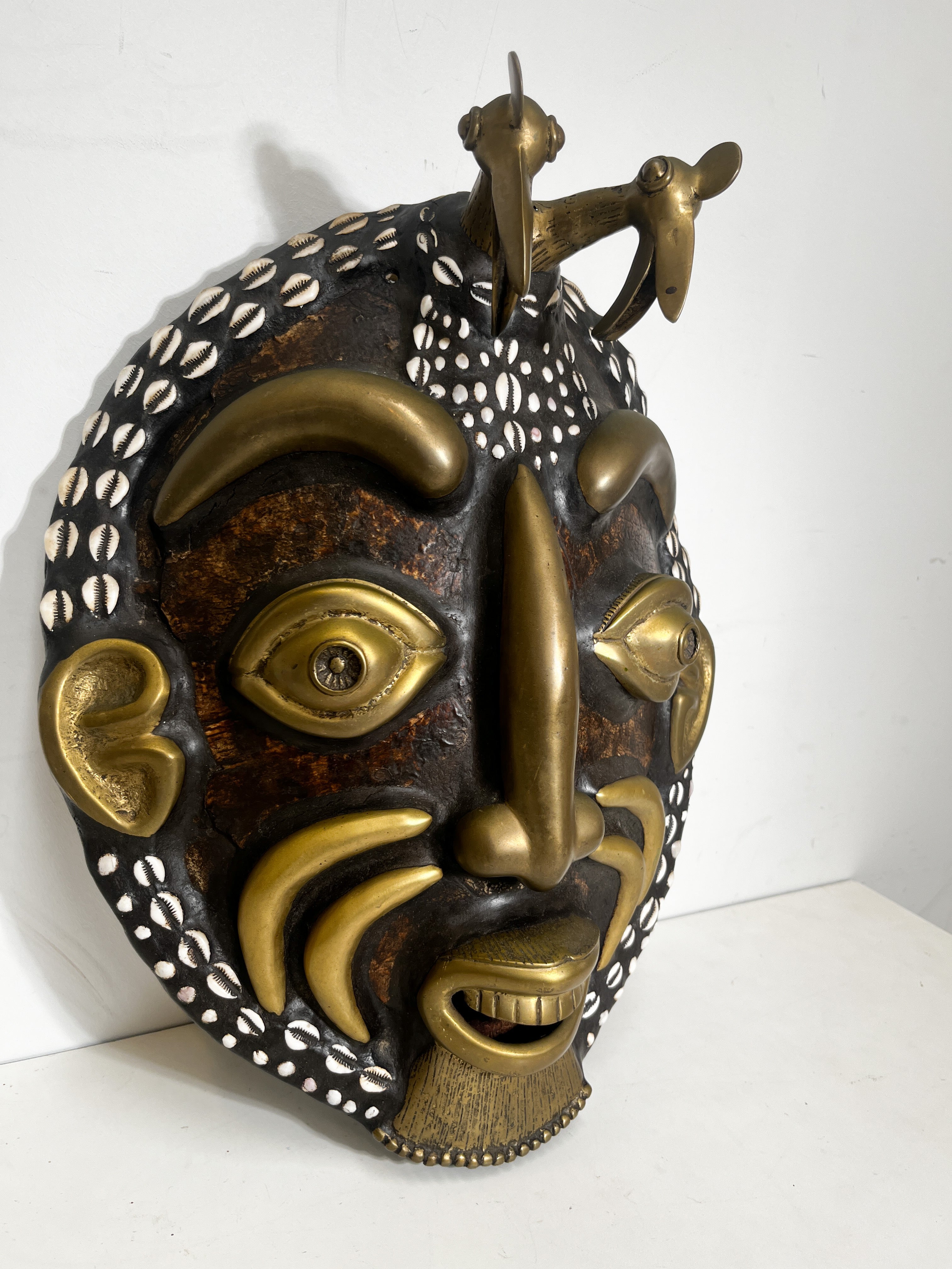 African Bamoun Mask Bronze Turtle Shell