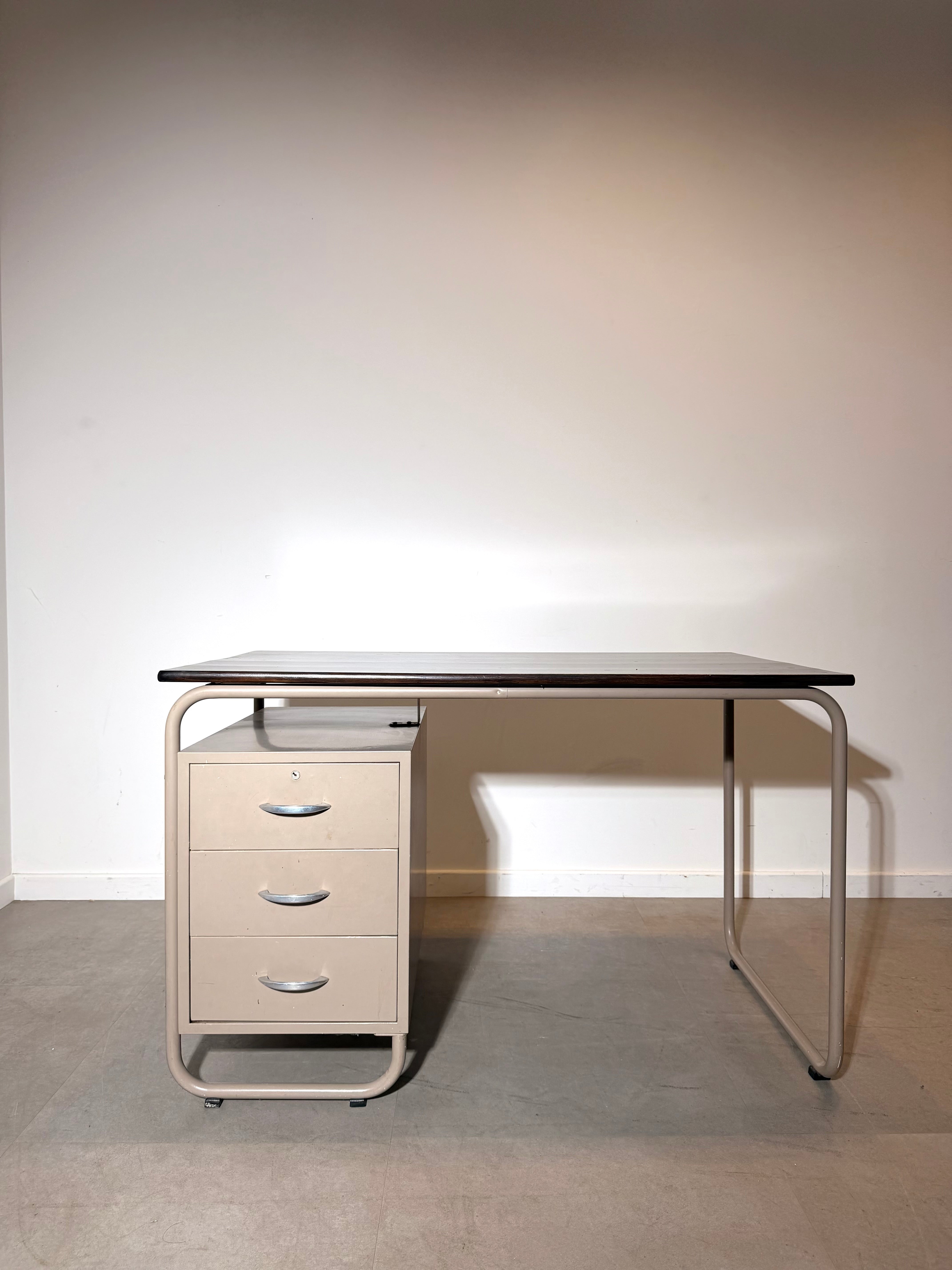 Vintage Bauhaus Style Tubular Steel Desk