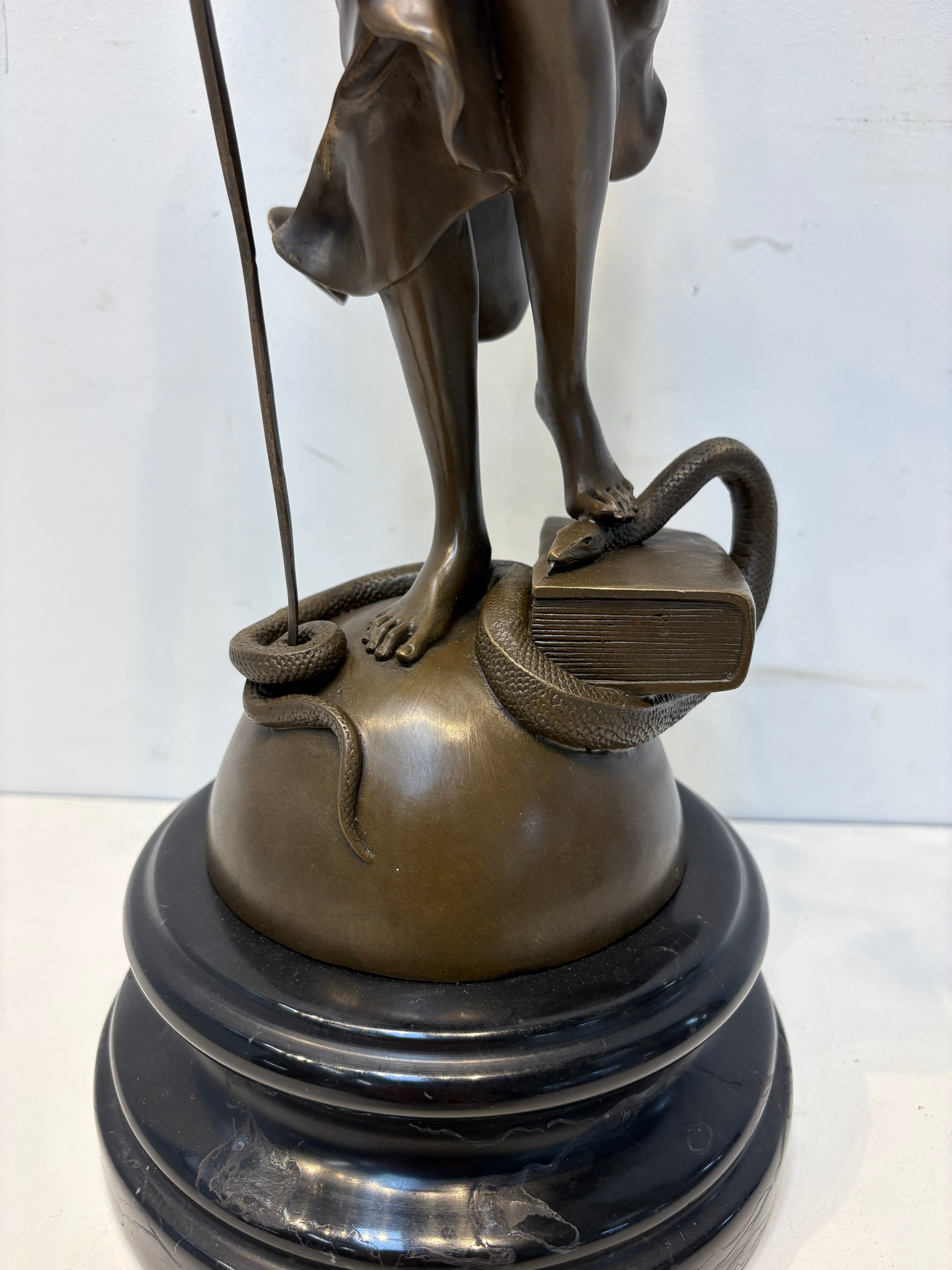 Bronze Sculpture “Lady Justice” – Allegorical Figure with Scales & Sword
