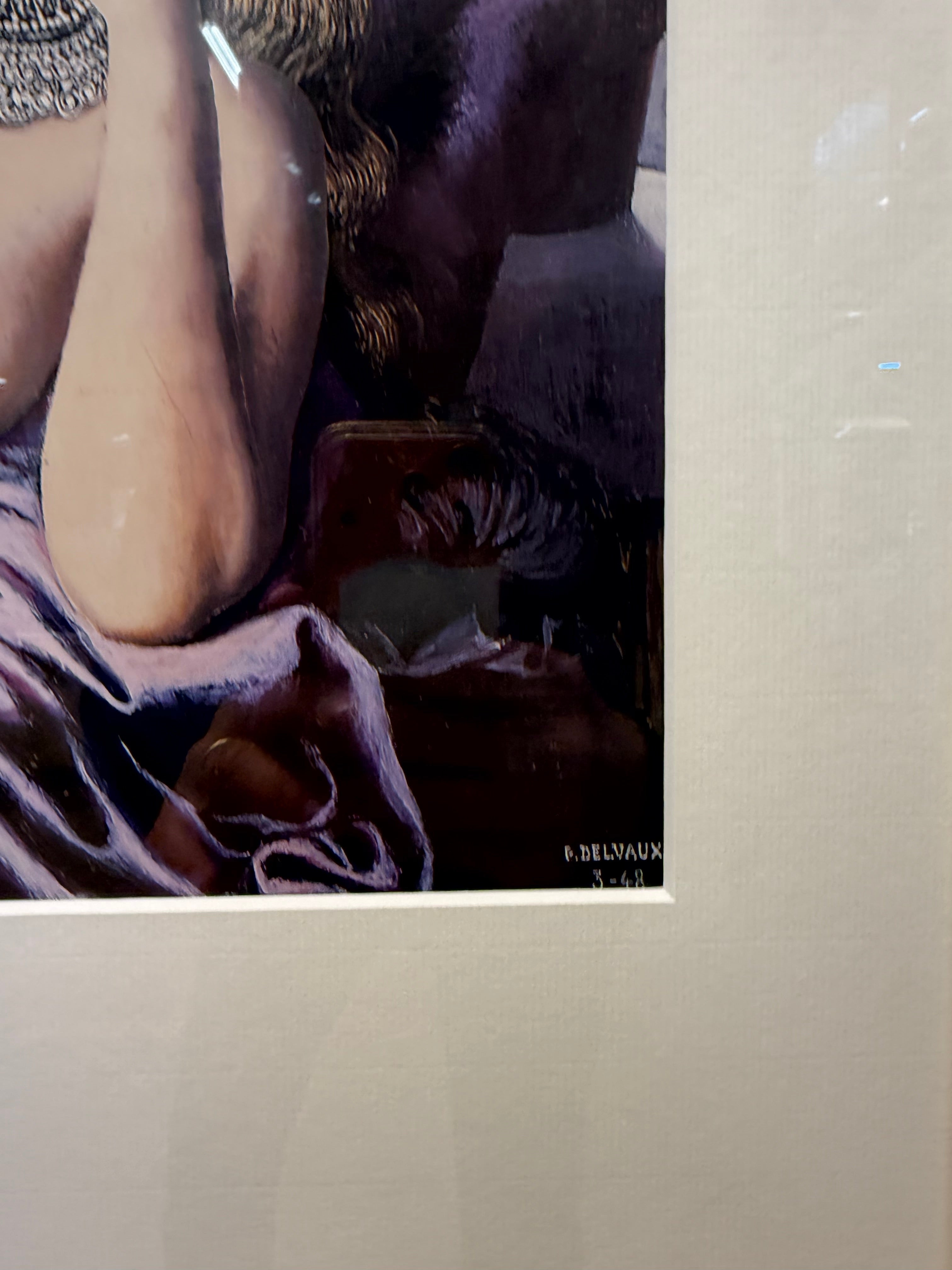 Paul Delvaux – Surrealist Interior with Reclining Nude – Framed Print – 85 x 65 cm