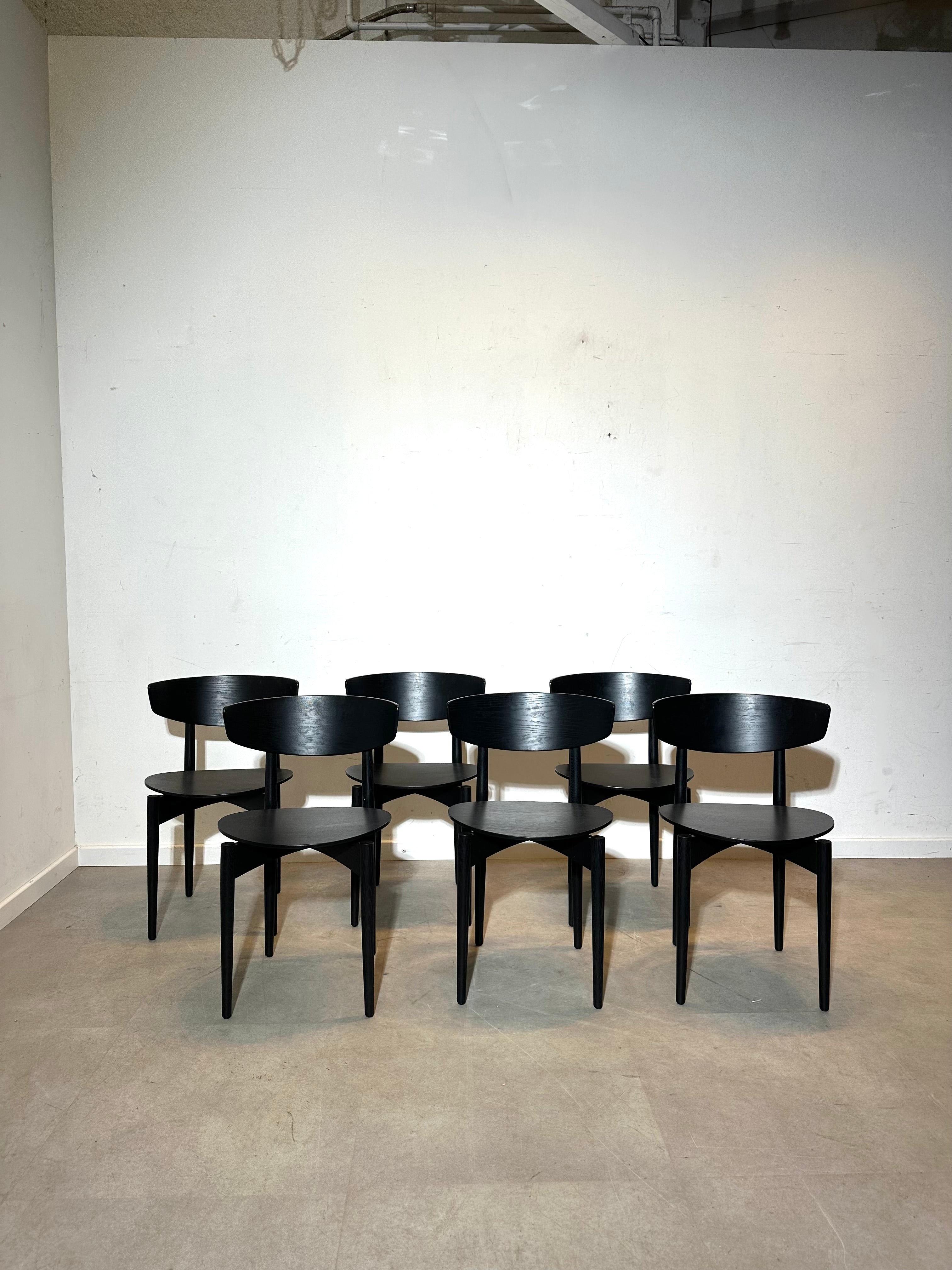 Ferm Living – Set of Six Black Wooden Dining Chairs