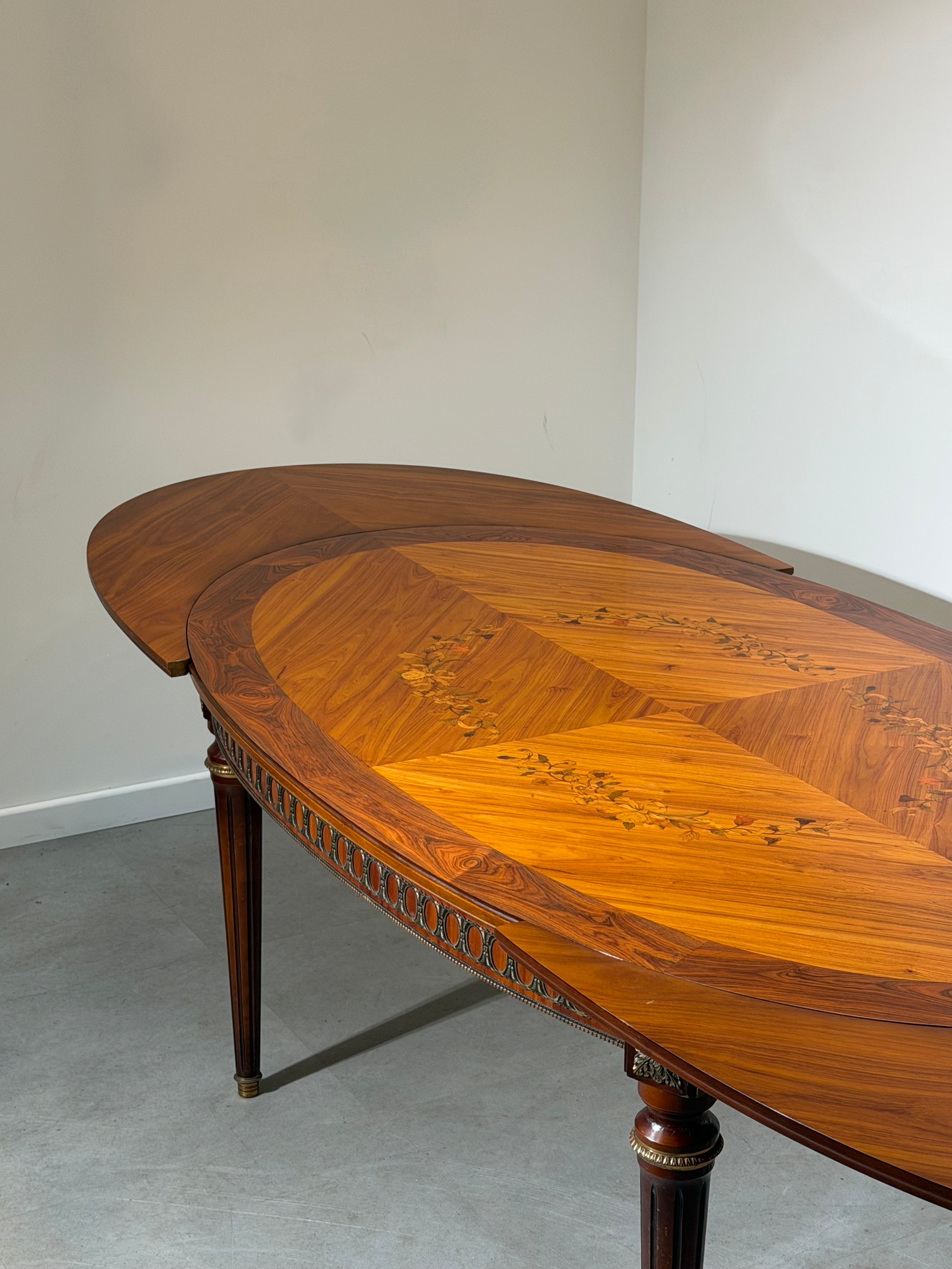 JP Ehalt Louis XVI Style Marquetry Extension Dining Table