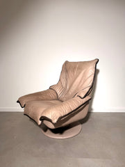 Vintage Leather Swivel Lounge Chair