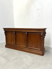Antique Elm Wood Counter with Carved Details