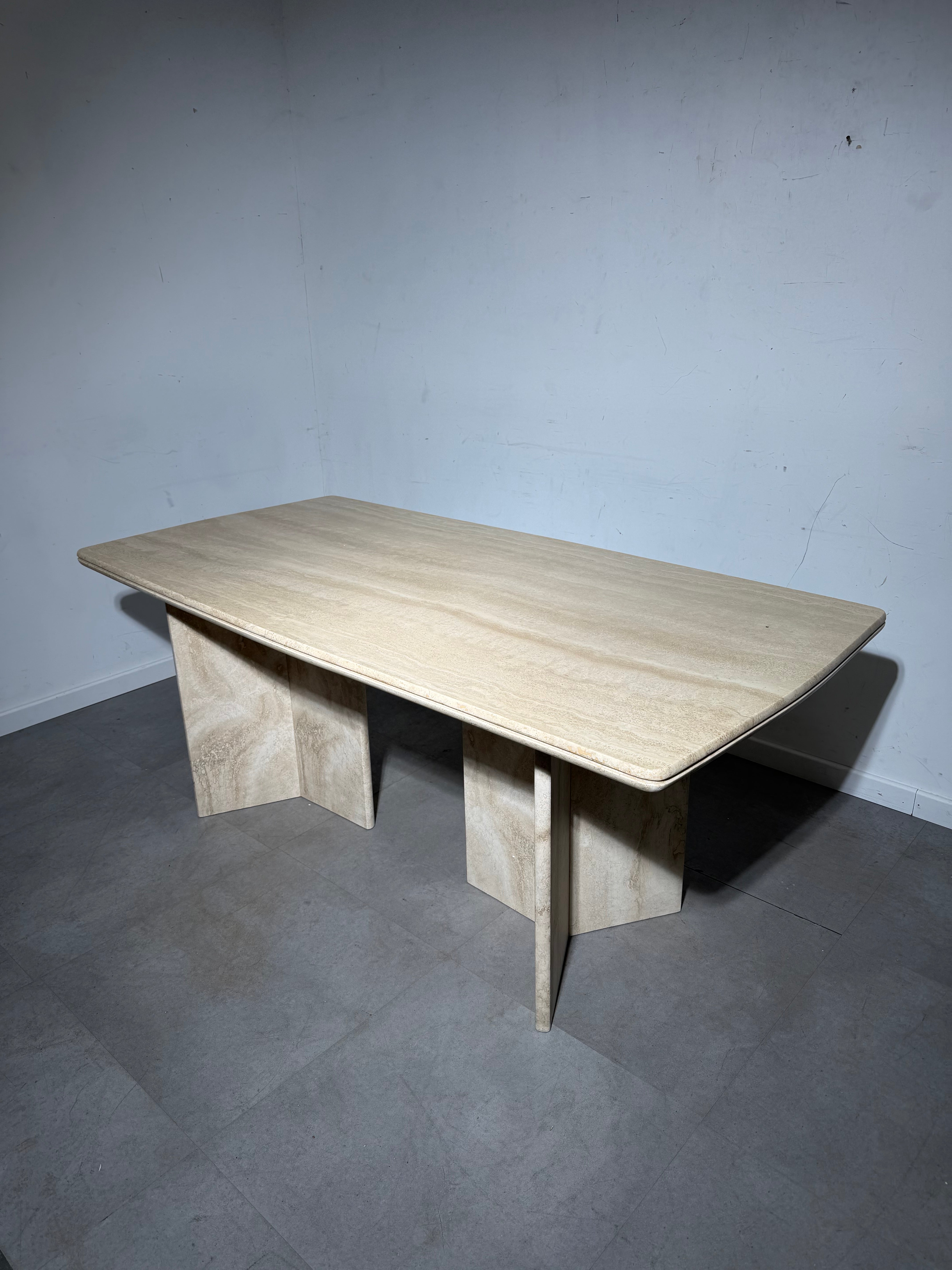 Rectangular Travertine Dining Table — 180 x 90 cm
