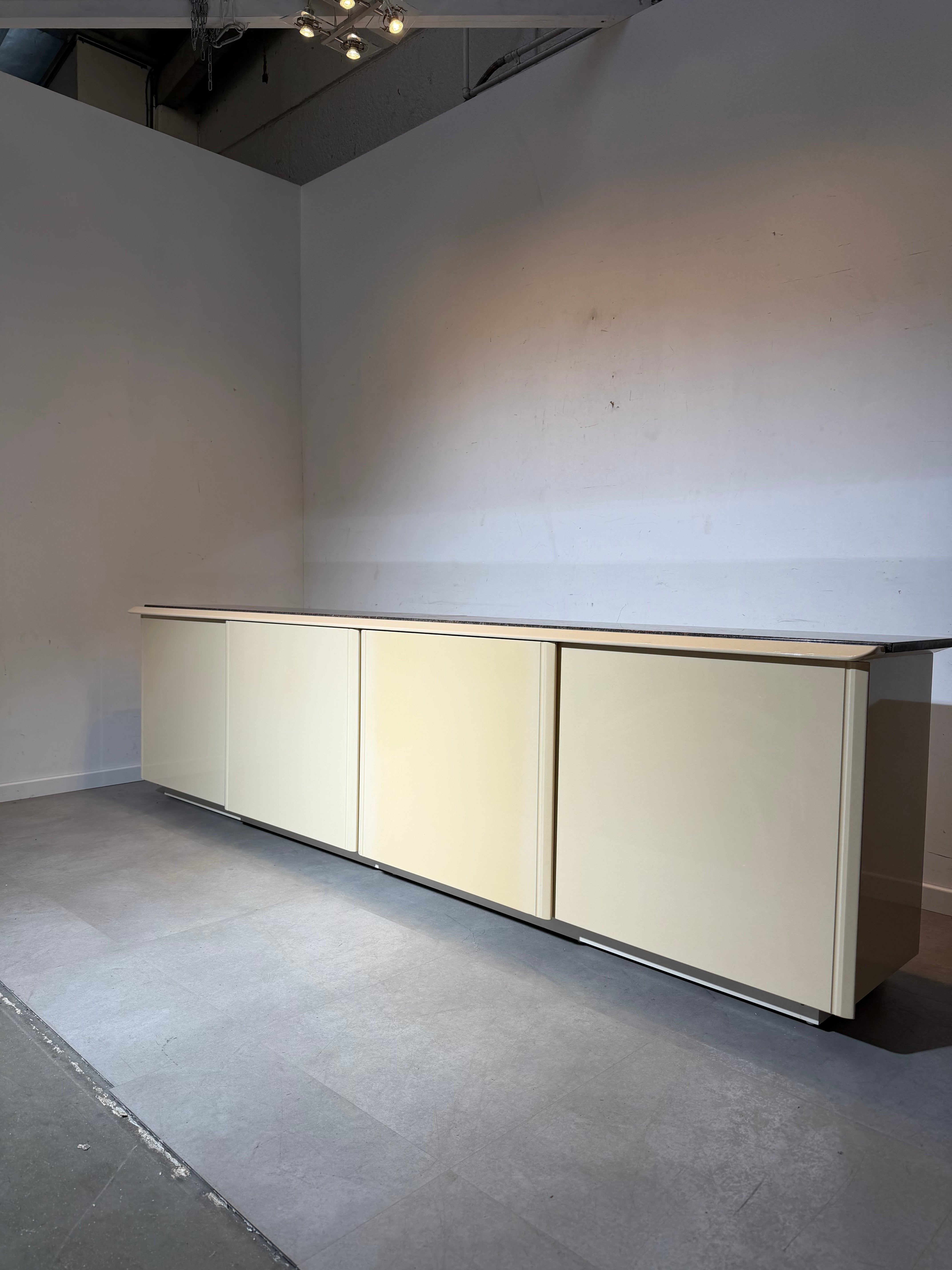 Vintage Cream Sideboard with Brown Stone Top