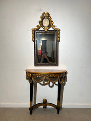 Louis XVI Style Giltwood Console Table with Mirror & Cameo Crest