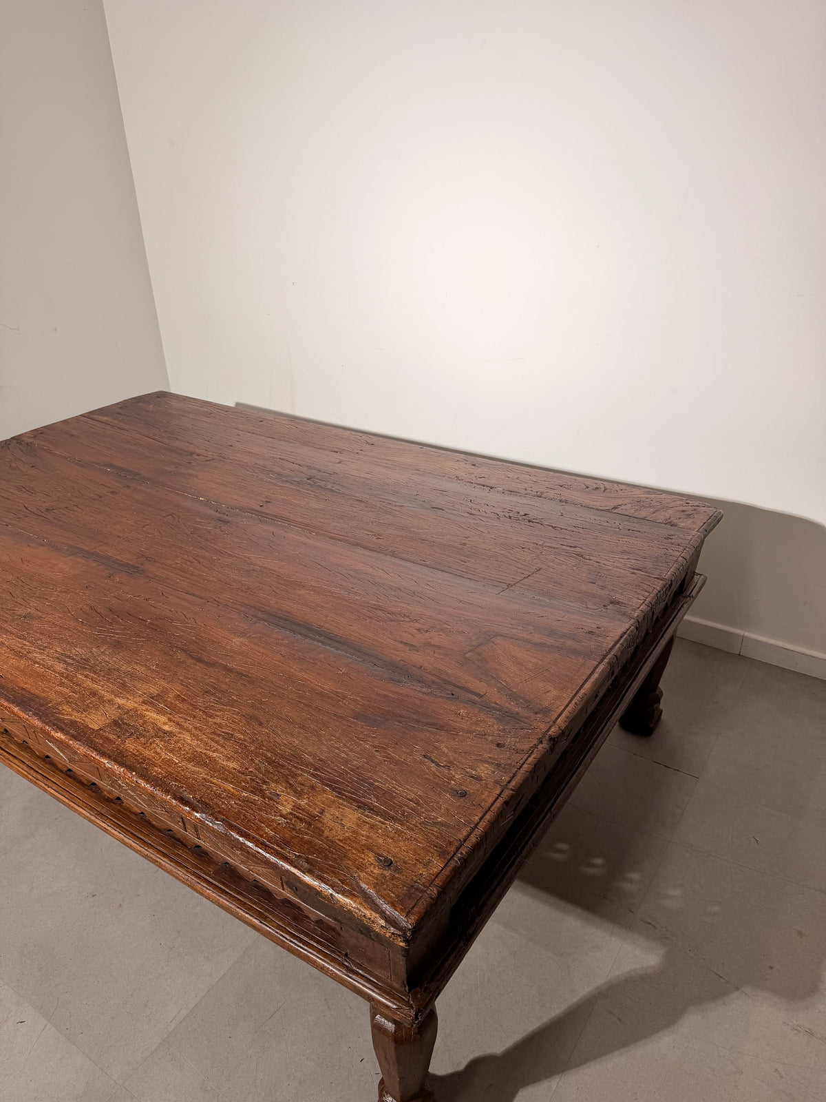 Large Antique Hand-Carved Wooden Coffee Table