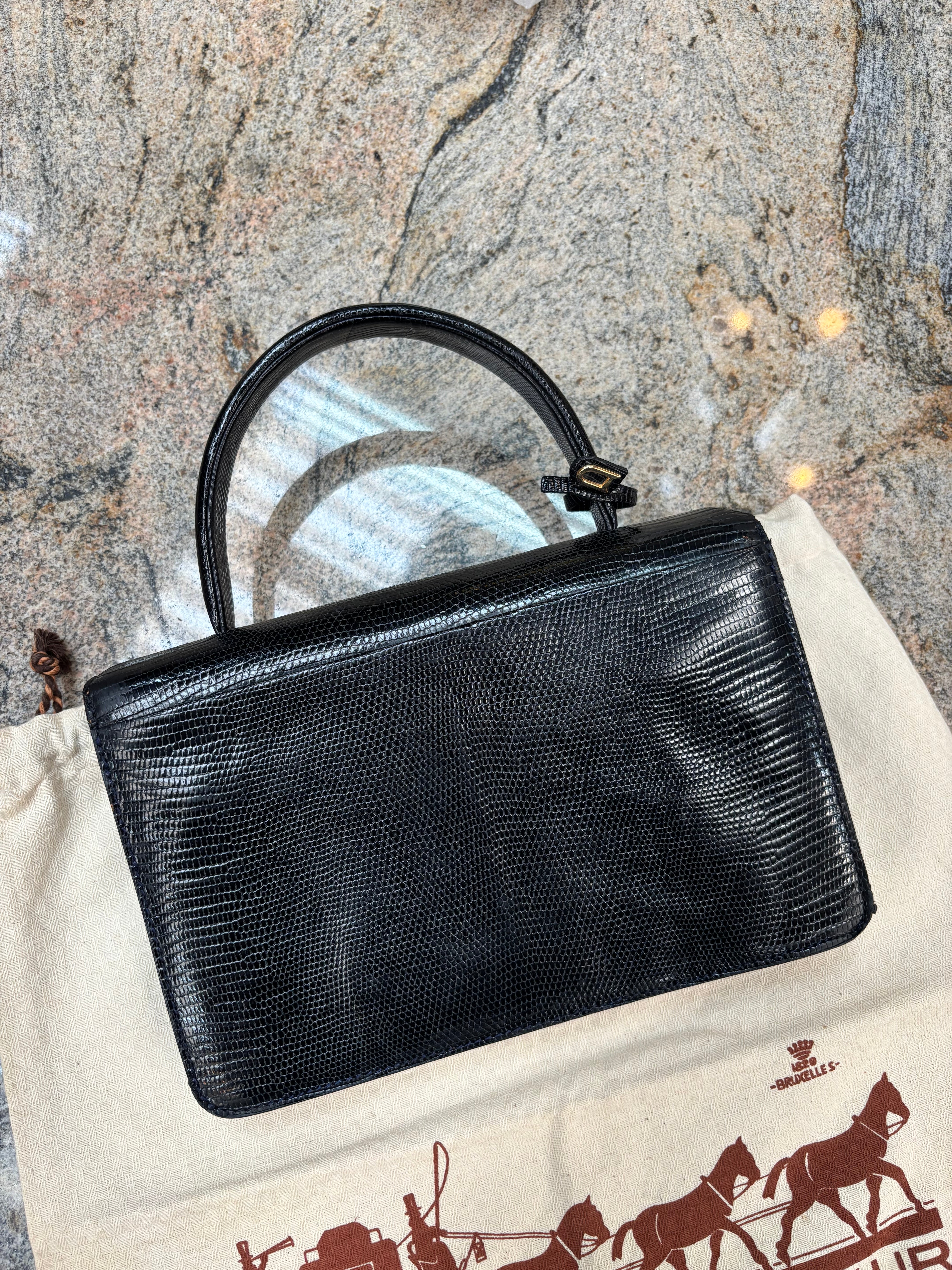 Vintage Delvaux Lézard Noir