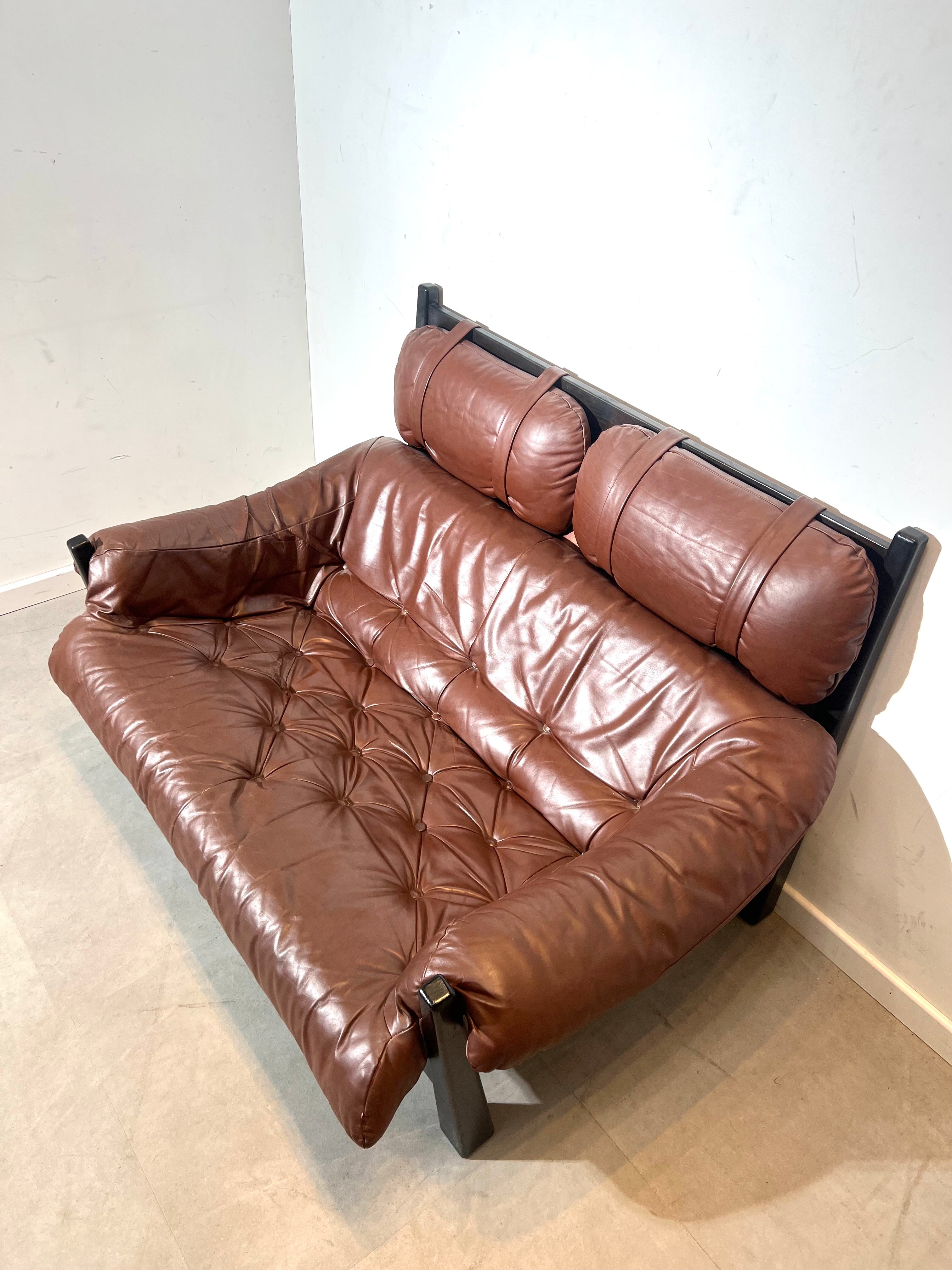 Gerard Van Den Berg Leather 2-Seater Sofa – Cognac Brown