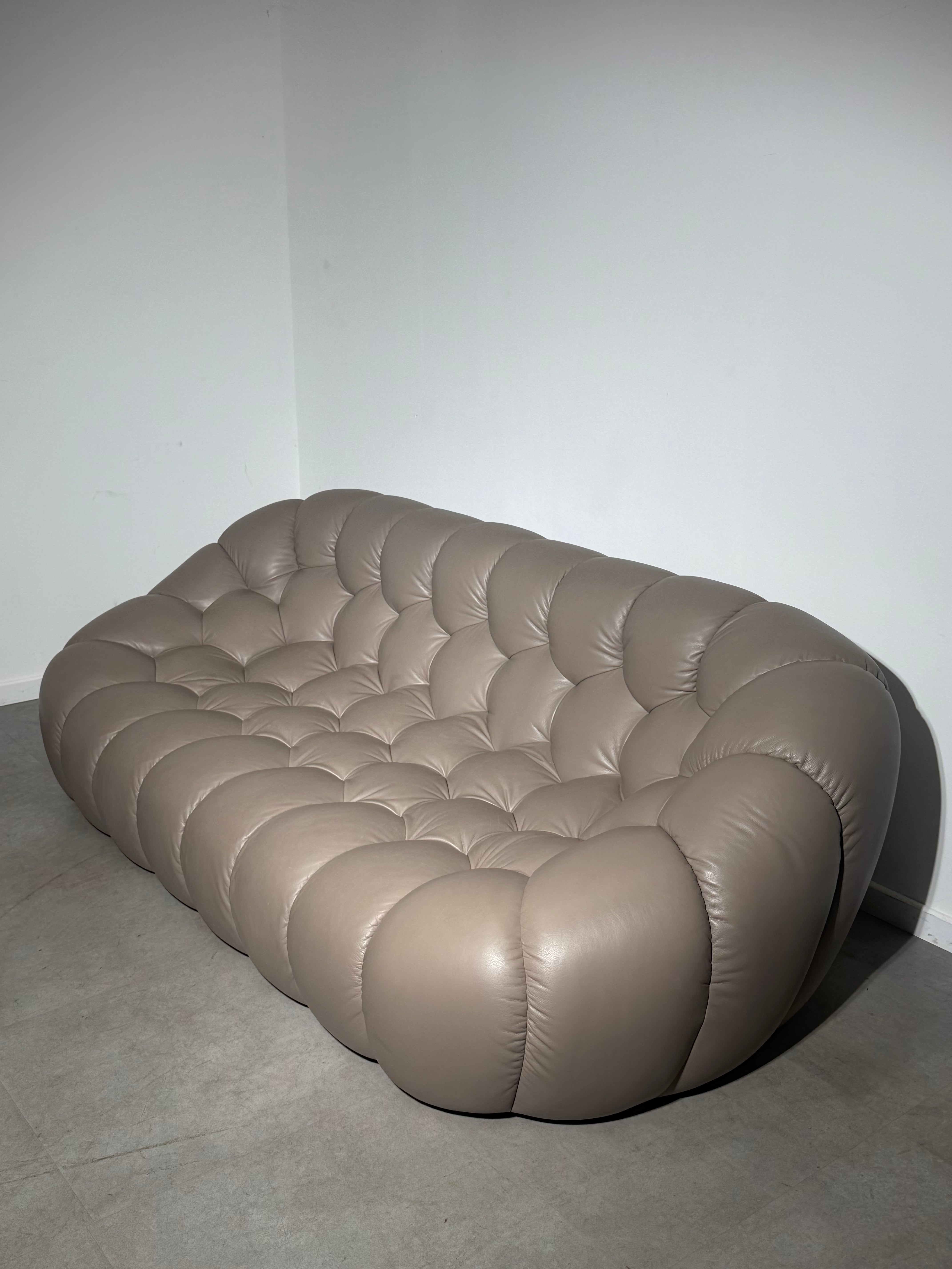Roche Bobois Bubble Sofa – Limited Edition Taupe Leather by Sacha Lakic