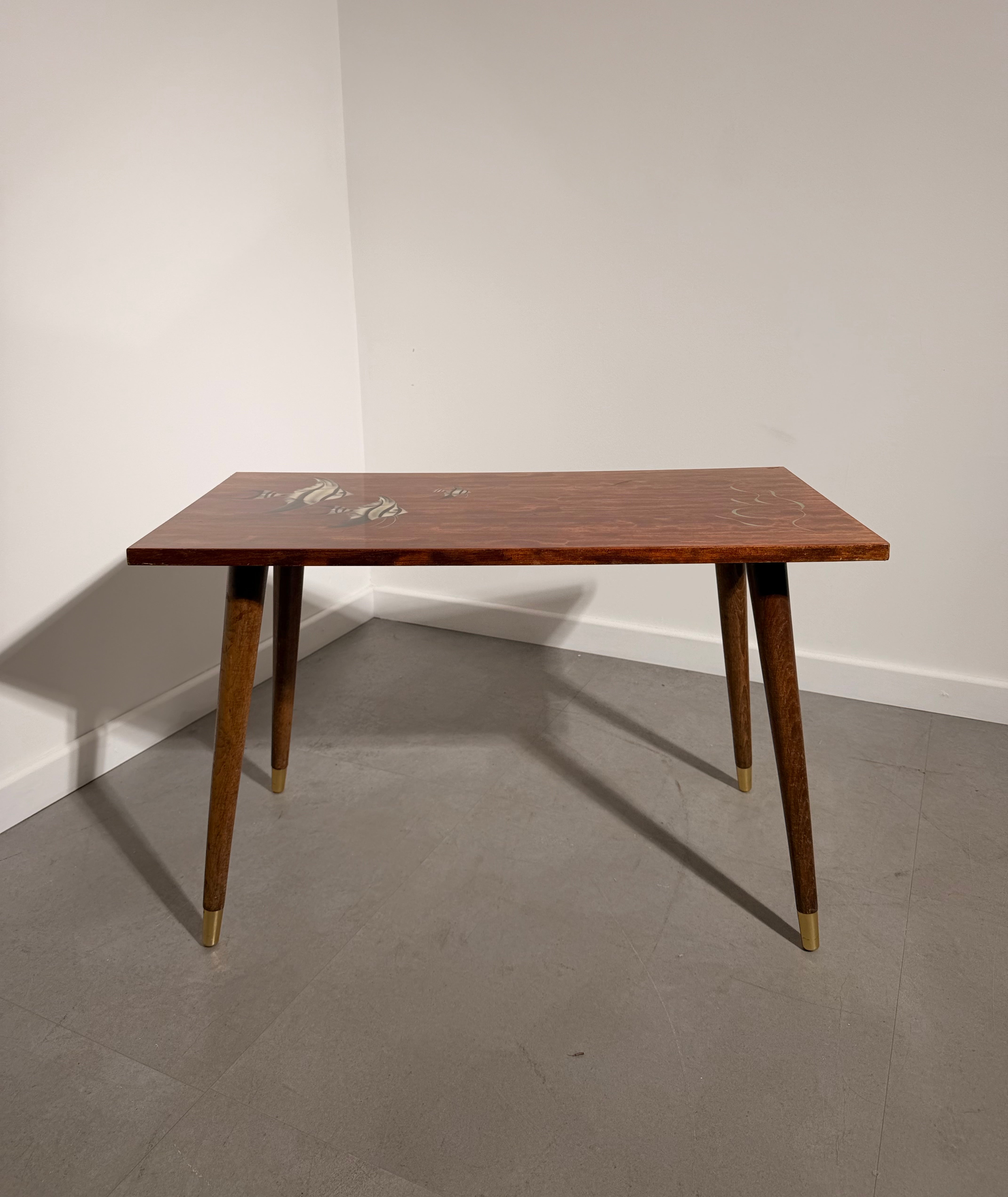 Vintage Mid-Century Coffee Table with Fish Motif