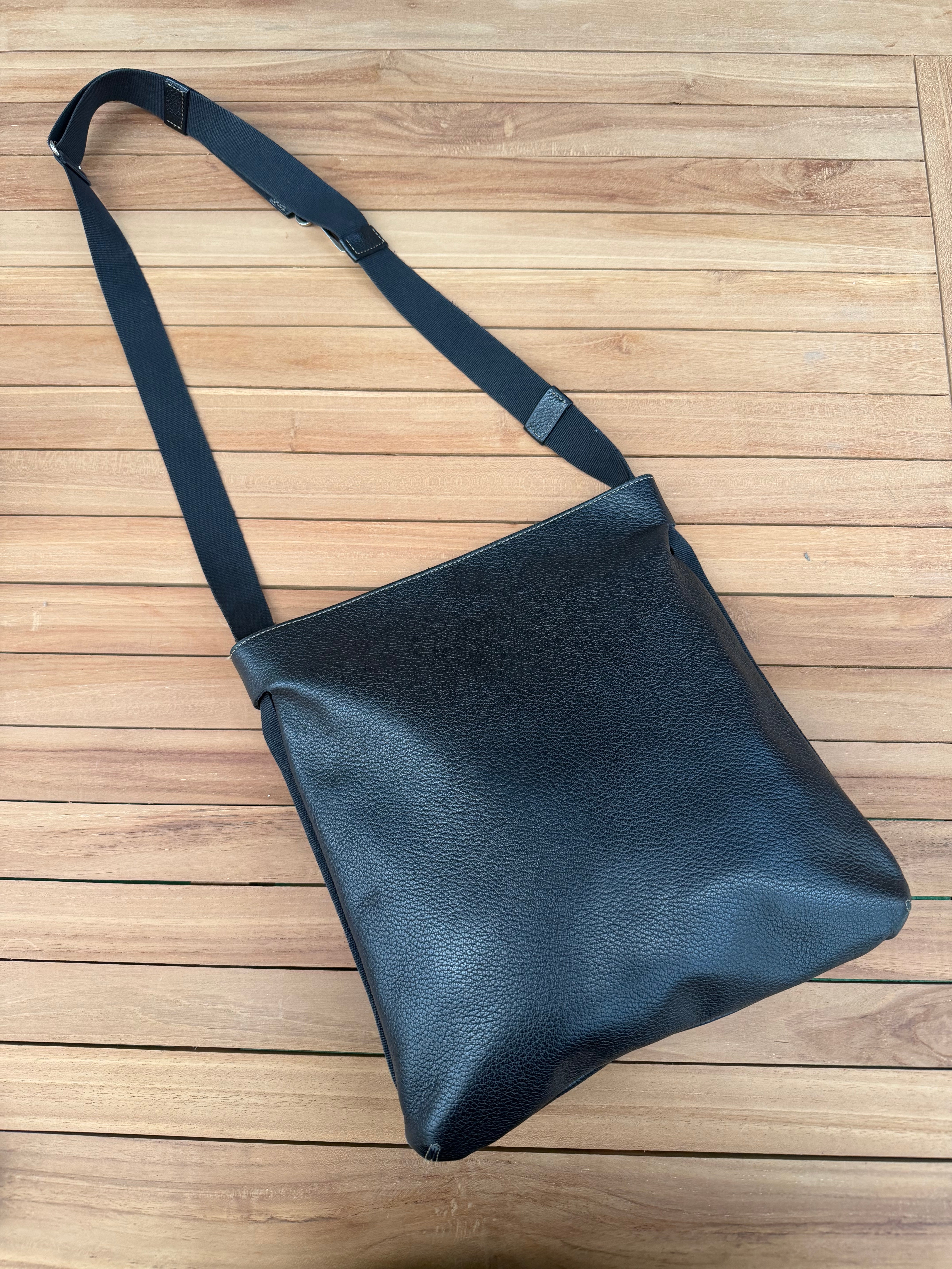 Vintage Delvaux Black Leather Crossbody Bag
