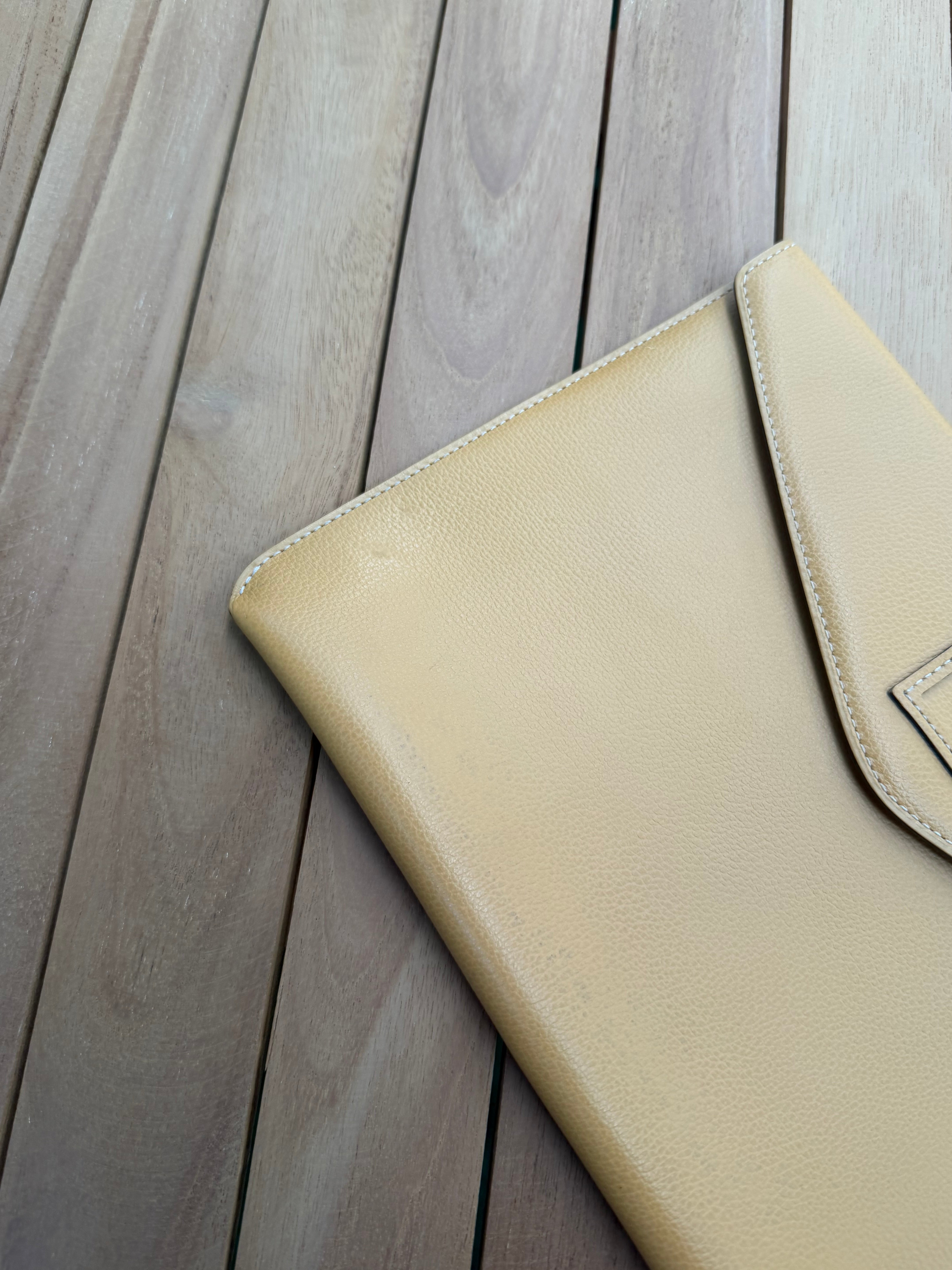 Delvaux “Fusée” Clutch – Cognac Leather