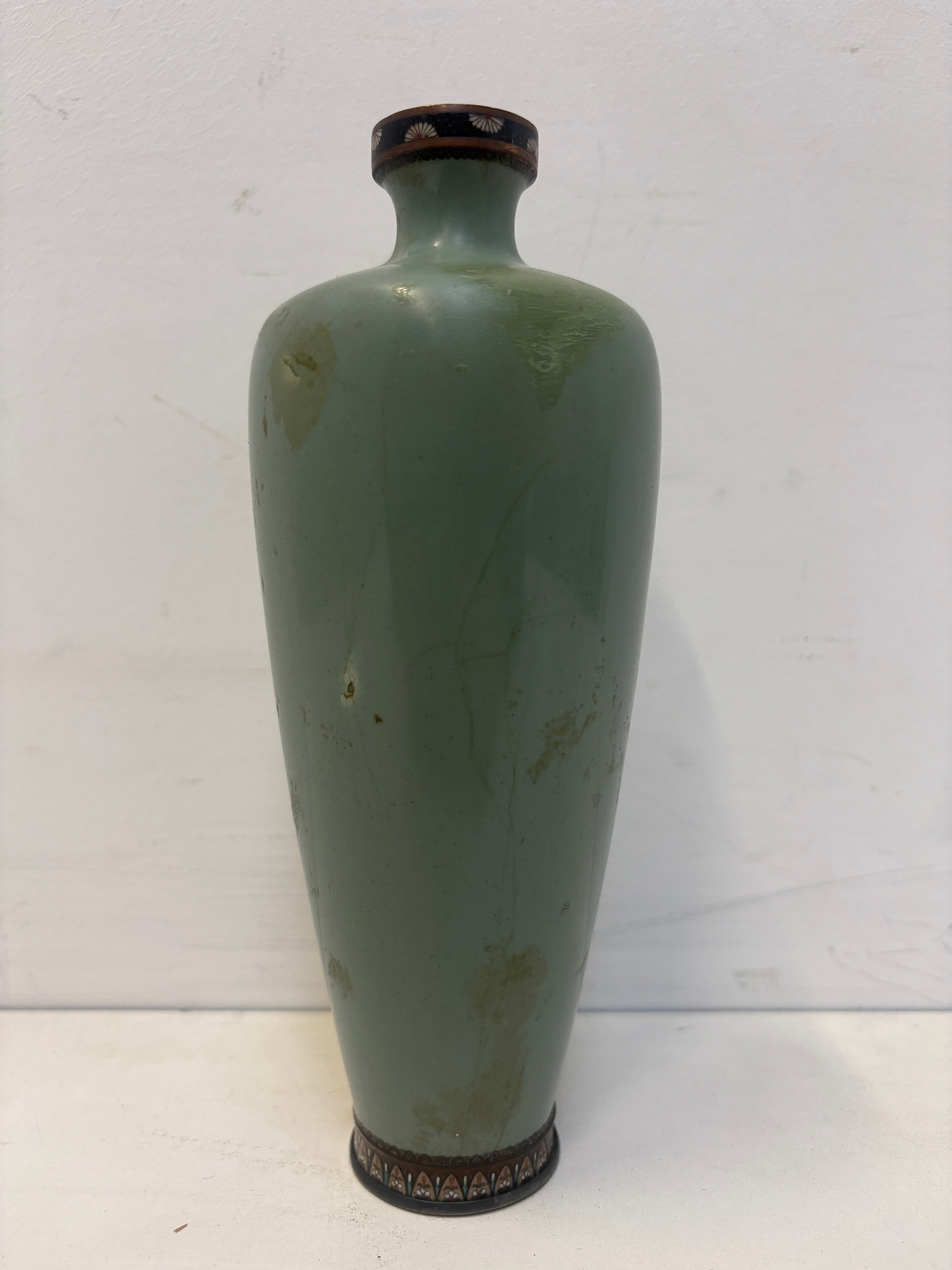 Vase Cloisonné Japonais – Période Meiji – Motif Oiseau – 19 cm