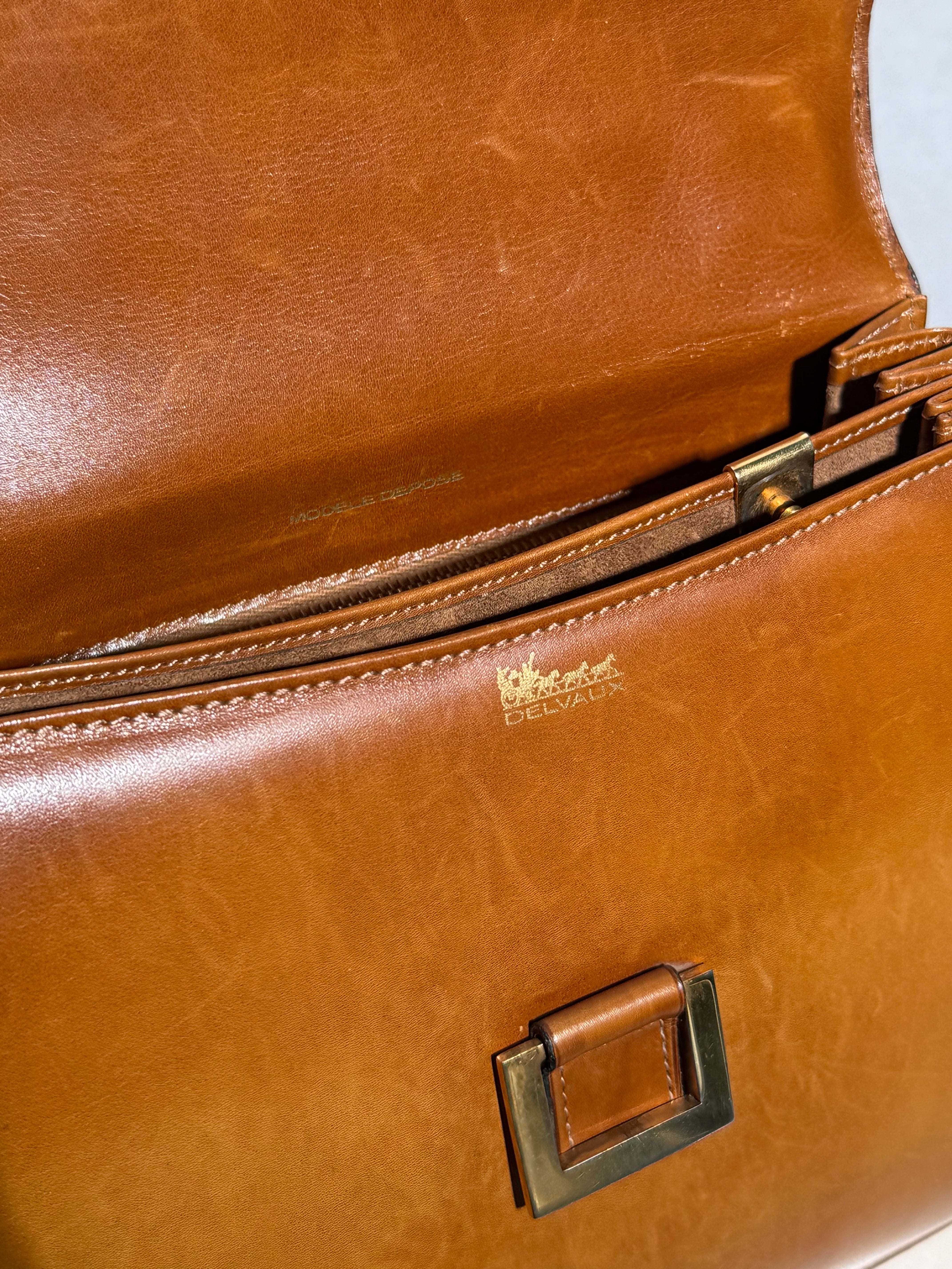 Delvaux Vintage Handtas – Cognackleurig leer