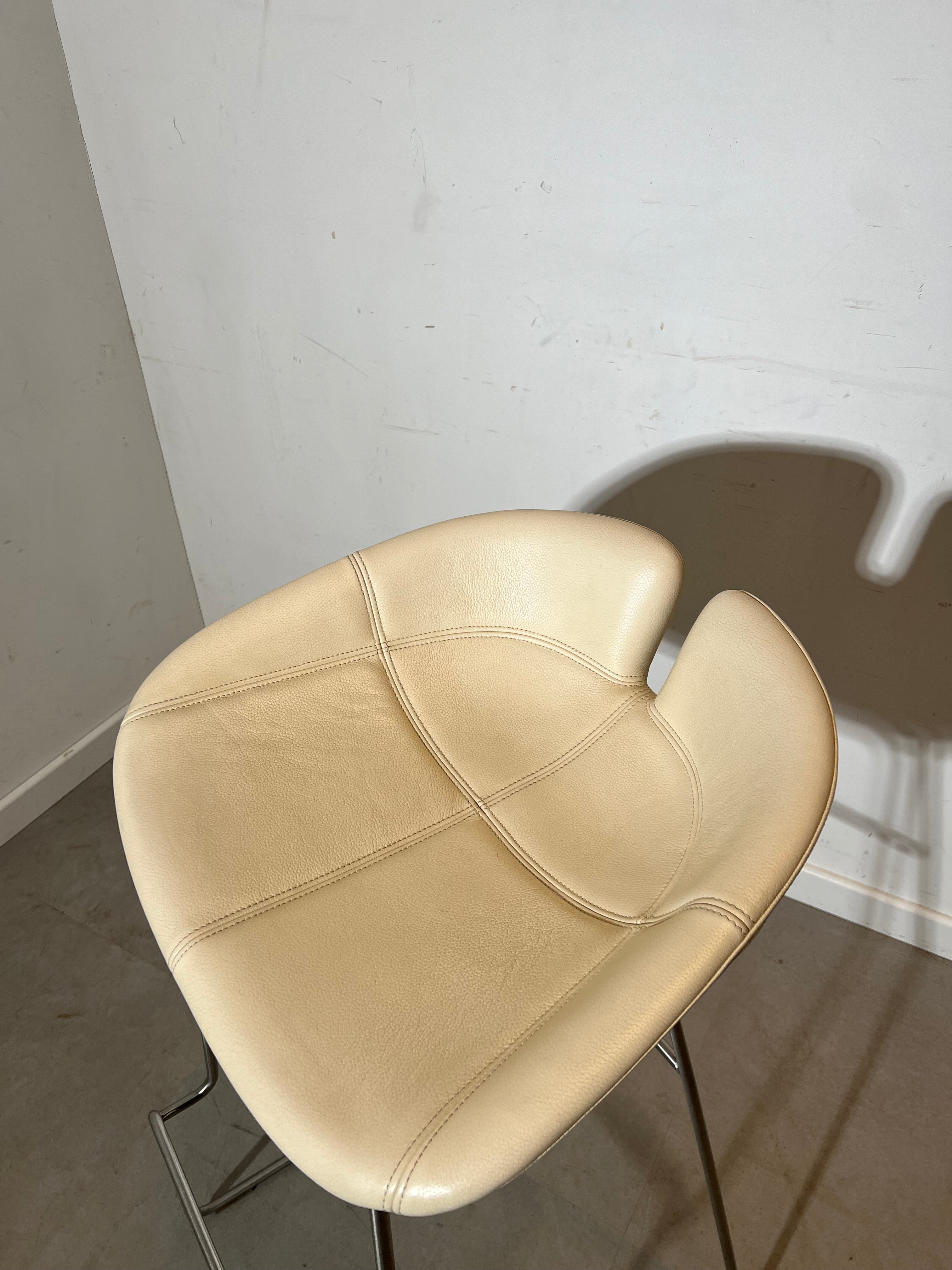 Moroso Design Bar Stool in Cream Leather