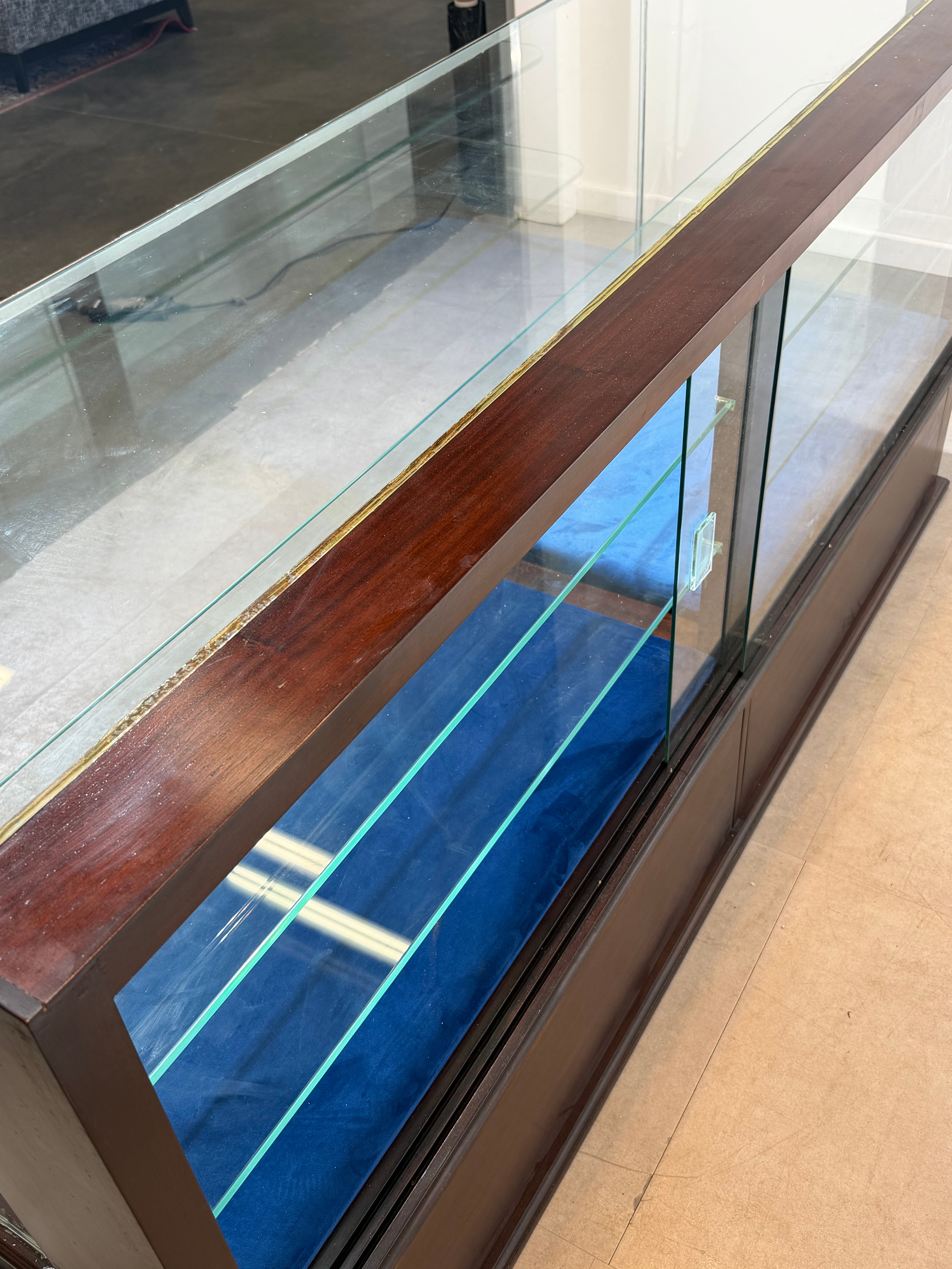 Mahogany Shop Display Cabinet with Sliding Glass Doors