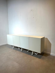 Minimalist White Sideboard Tempered Glass