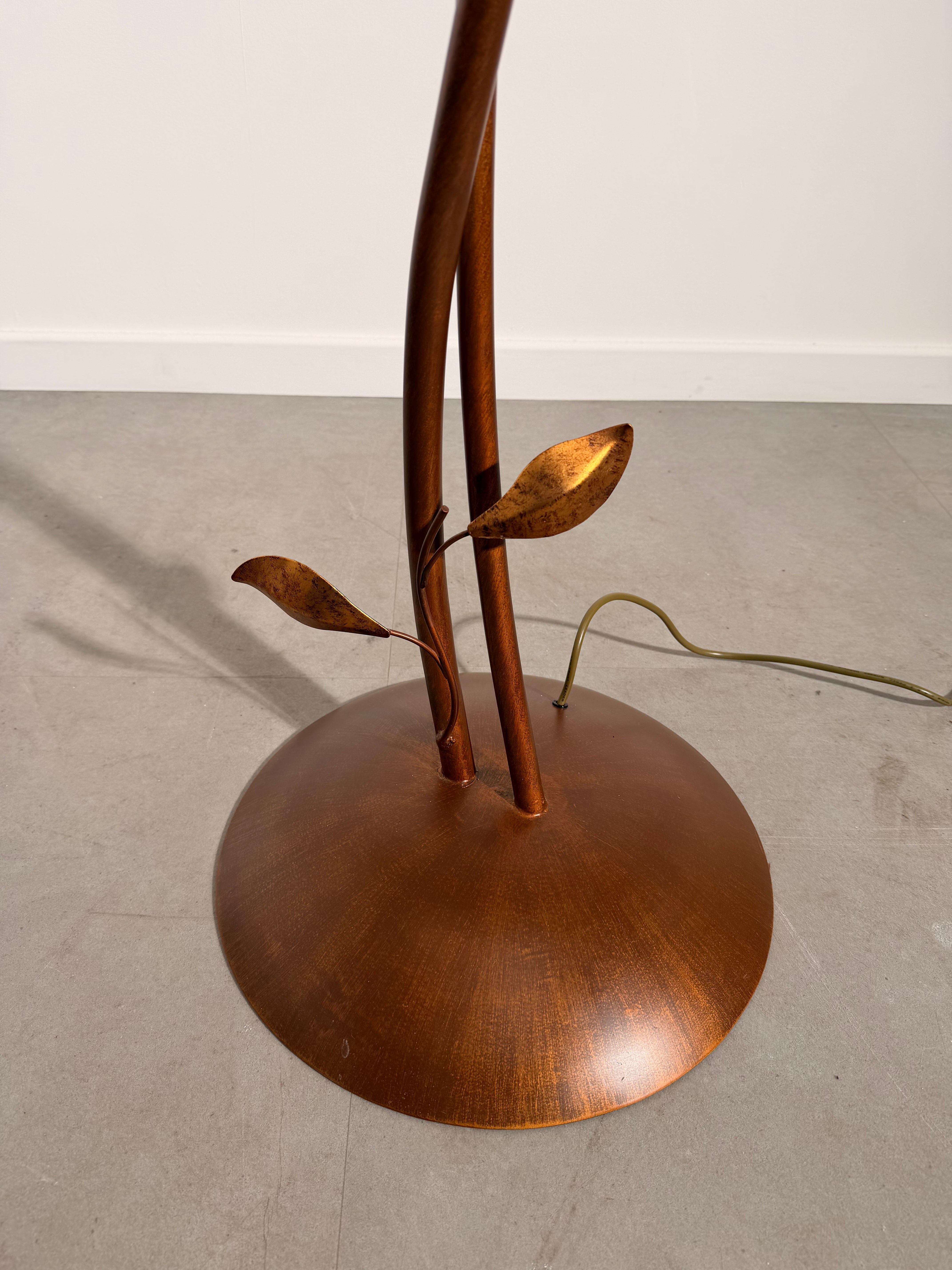 Floral Floor Lamp in Metal & Murano Style Glass