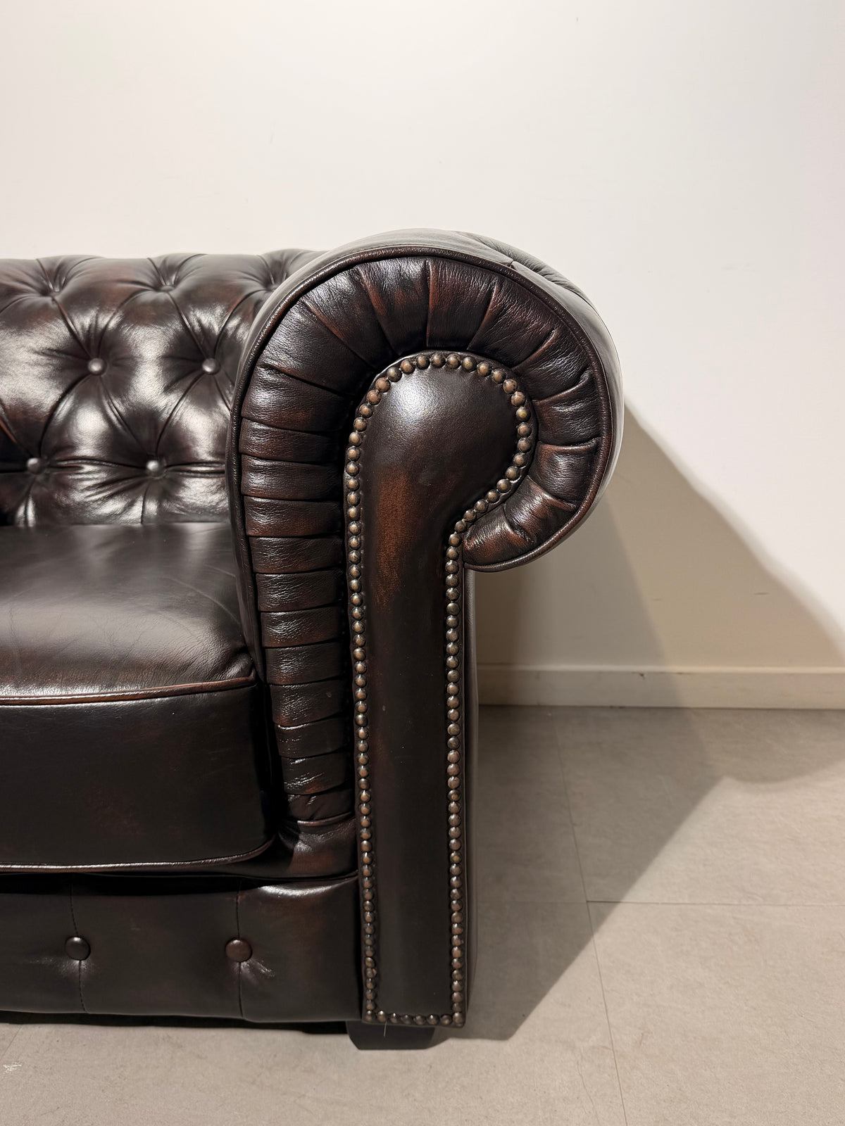 Classic Chesterfield Club Armchair in Dark Brown Leather