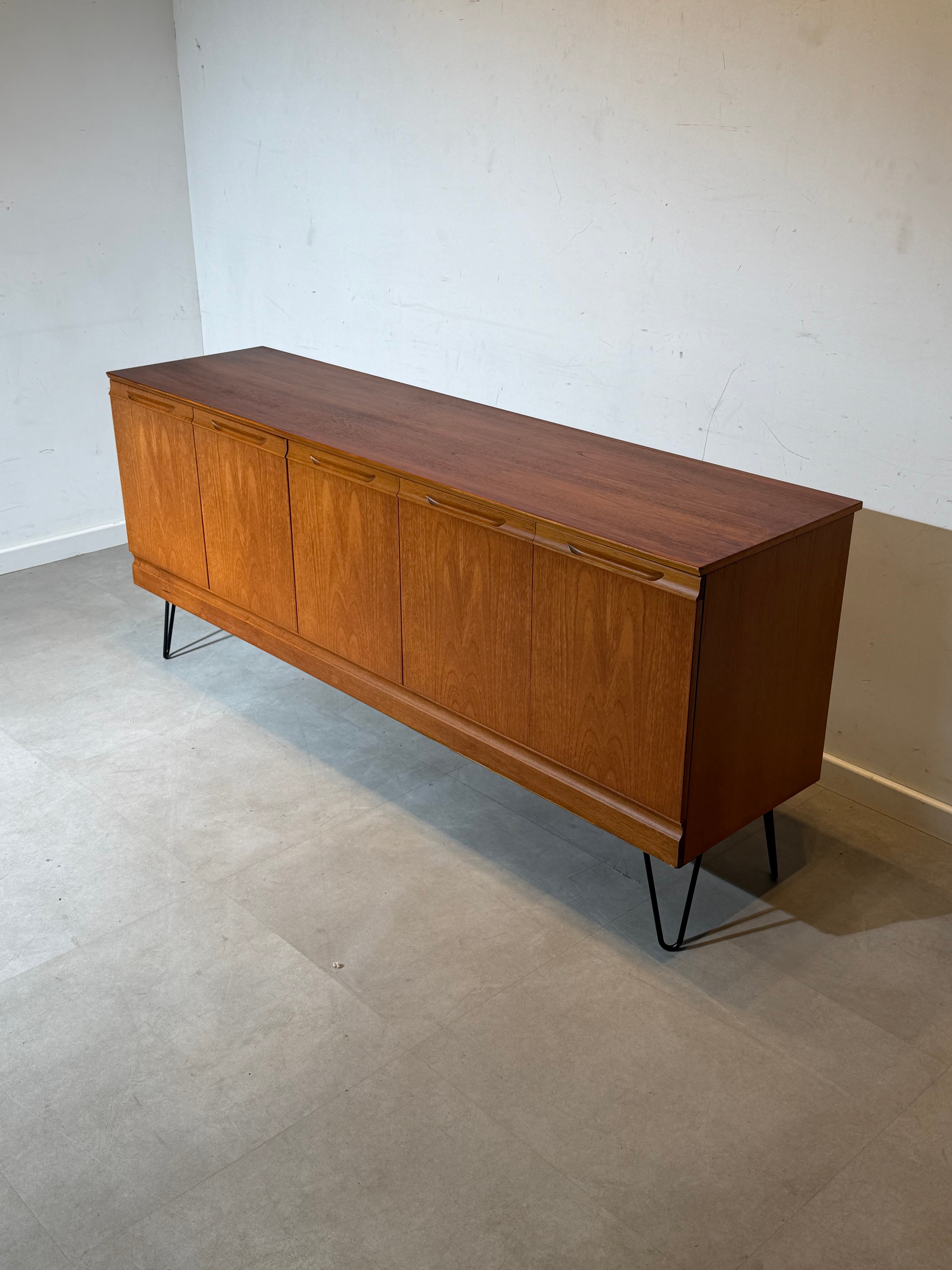Meredew Teak Sideboard with Hairpin Legs – 5 Doors Mid-Century Modern