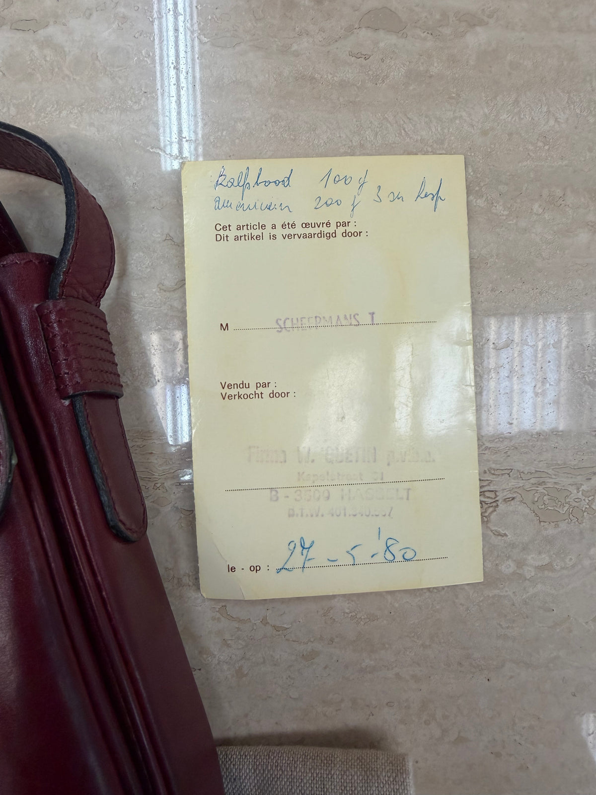 Vintage Delvaux Burgundy Leather Shoulder Bag – With Dust Bag & Certificate