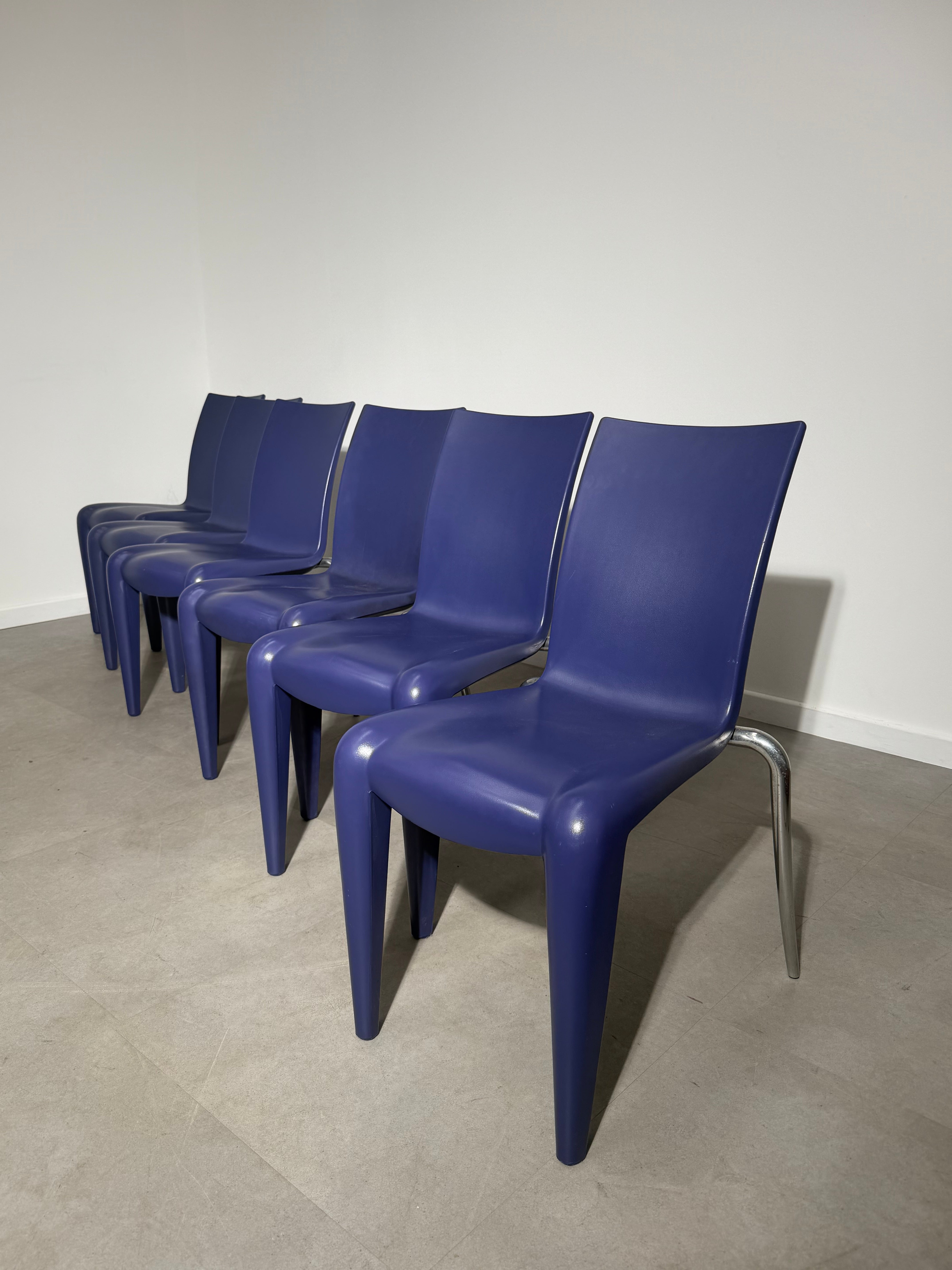 Set of 6 Louis 20 Dining Chairs by Philippe Starck for Vitra – Blue / Mauve