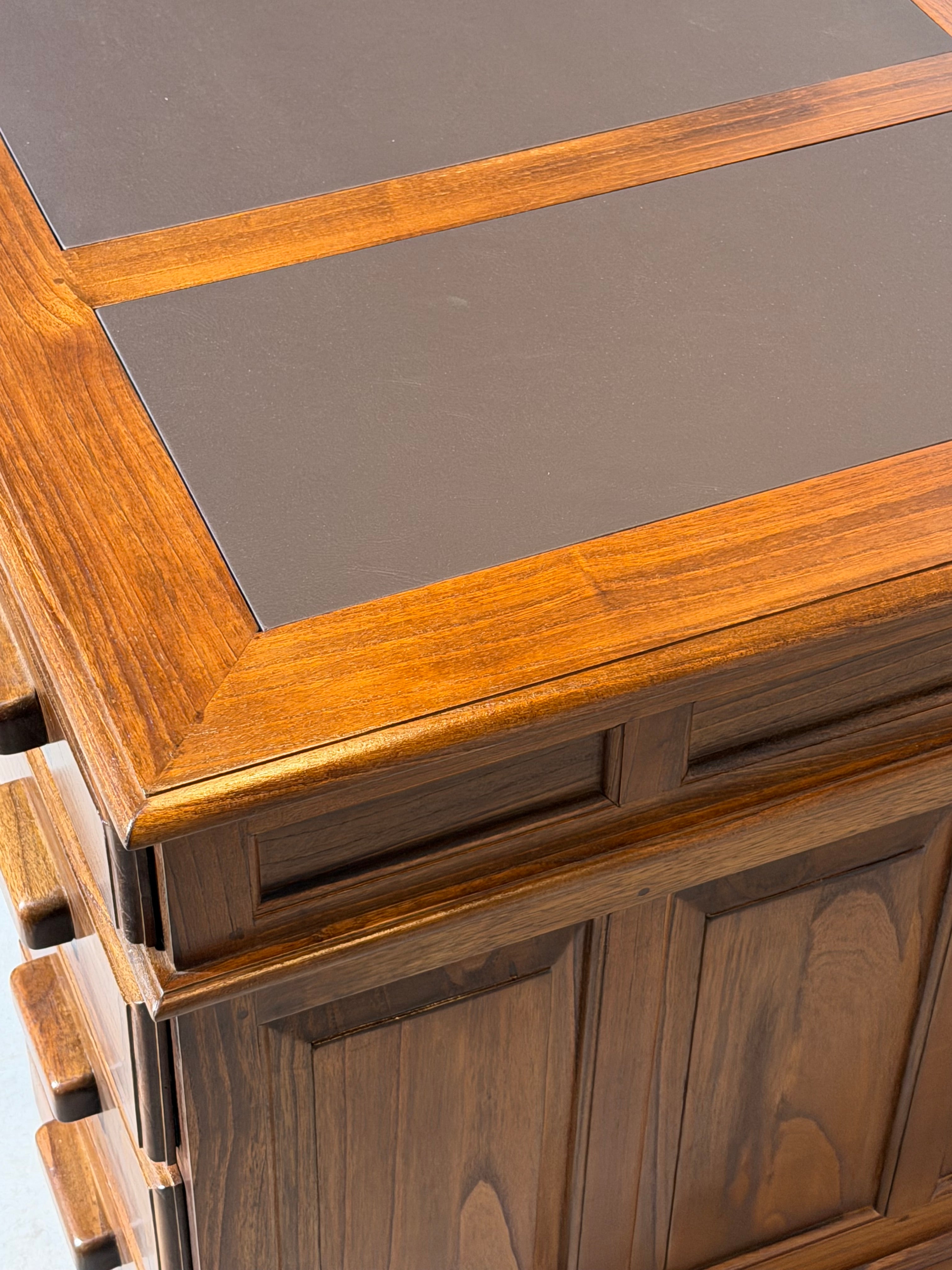 Antique Double-Sided Executive Desk – Elm Wood – 160 cm