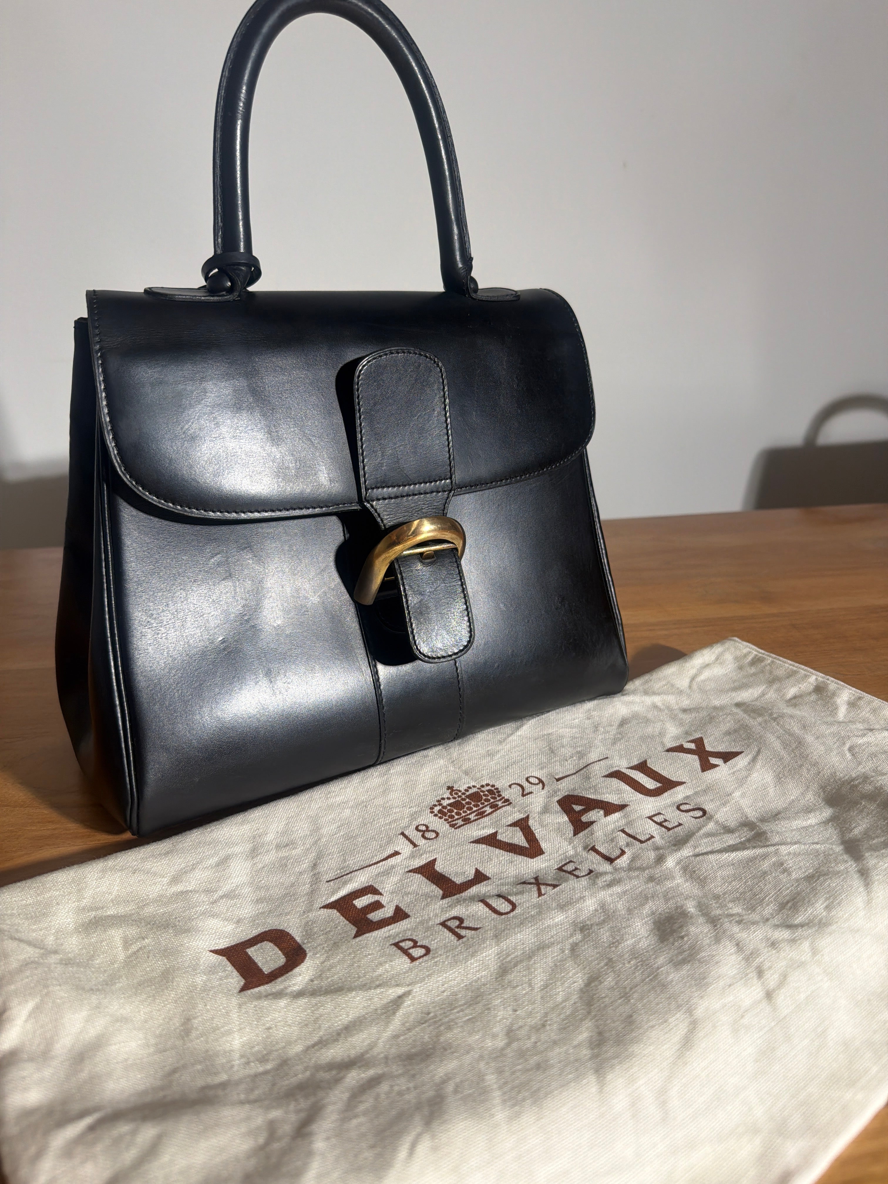 Delvaux Brillant MM Handbag – Black Leather